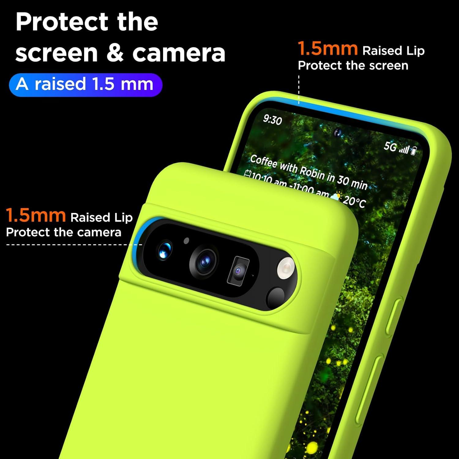 Funda Silicona COFFKER para Google Pixel 8 Pro Amarillo Fluorescente