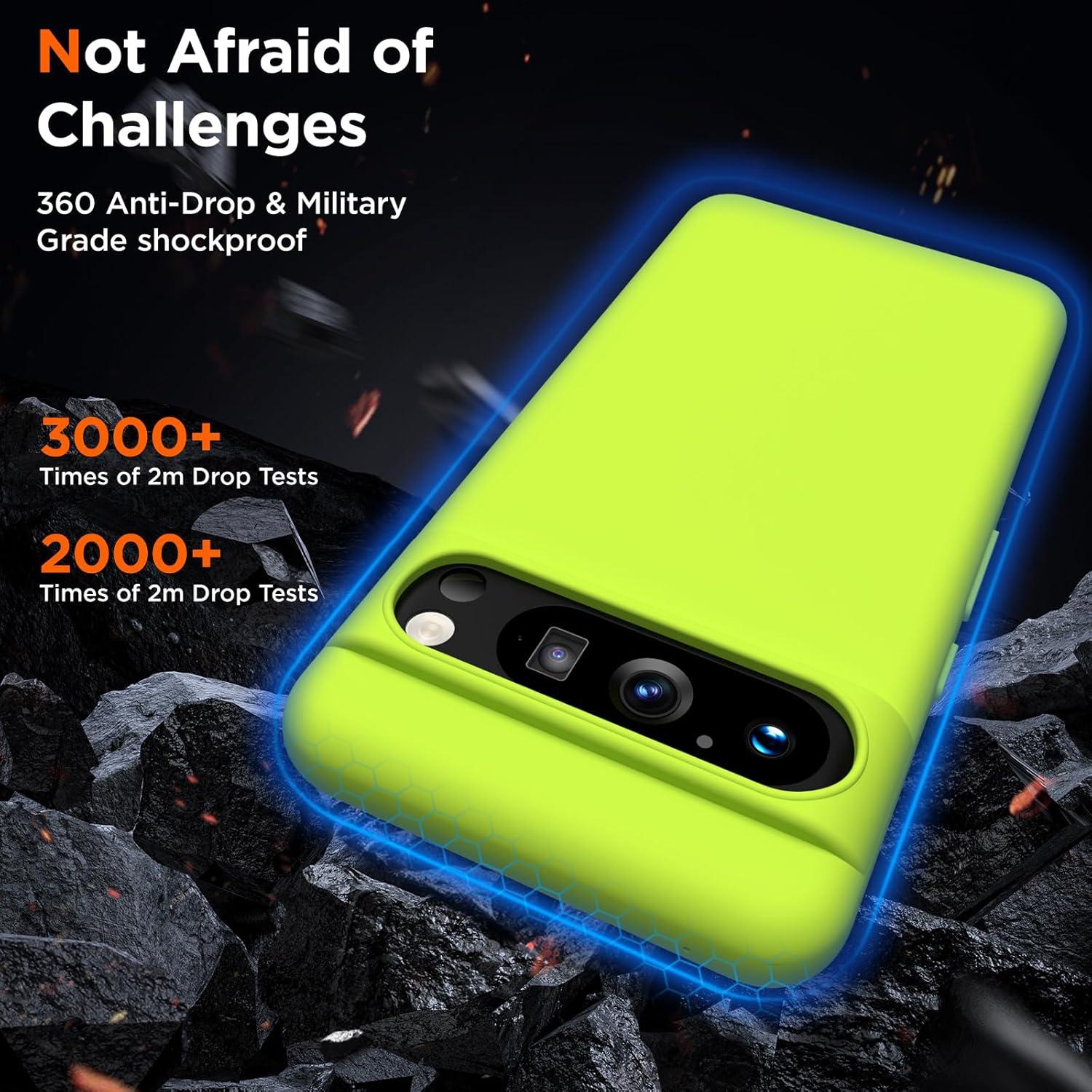 Funda Silicona COFFKER para Google Pixel 8 Pro Amarillo Fluorescente