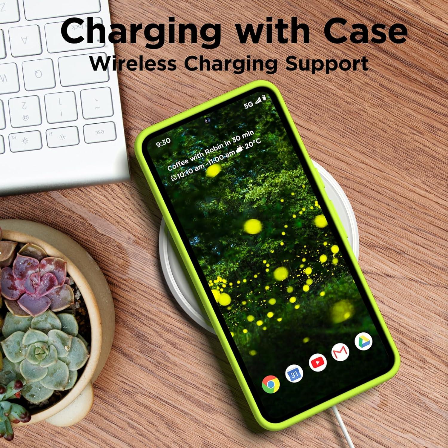 Funda Silicona COFFKER para Google Pixel 8 Pro Amarillo Fluorescente