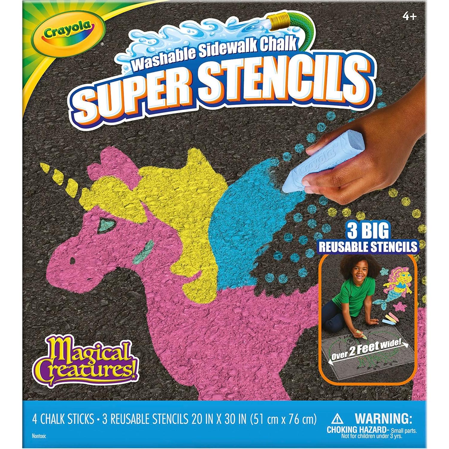 Juego de Plantillas Crayola Super con Tizas Lavables 3 Piezas