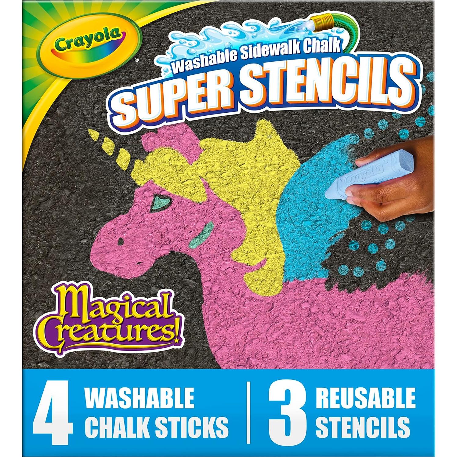 Juego de Plantillas Crayola Super con Tizas Lavables 3 Piezas