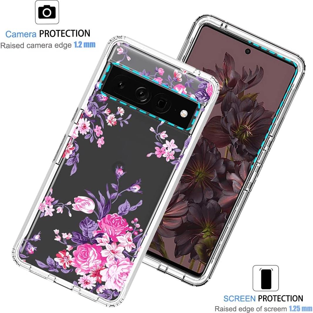 Funda Protectora TPU Floral Rosa para Google Pixel 7 Pro