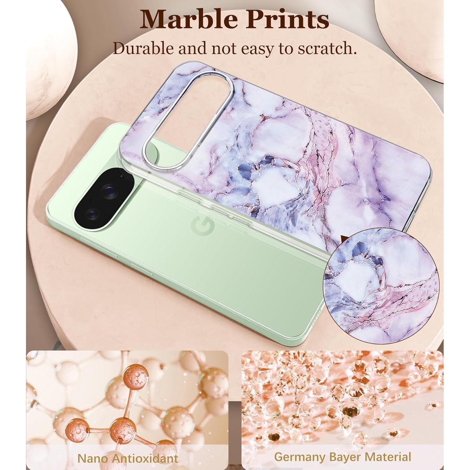Funda de TPU clara para Google Pixel 9/9 Pro 5G - Floral Púrpura