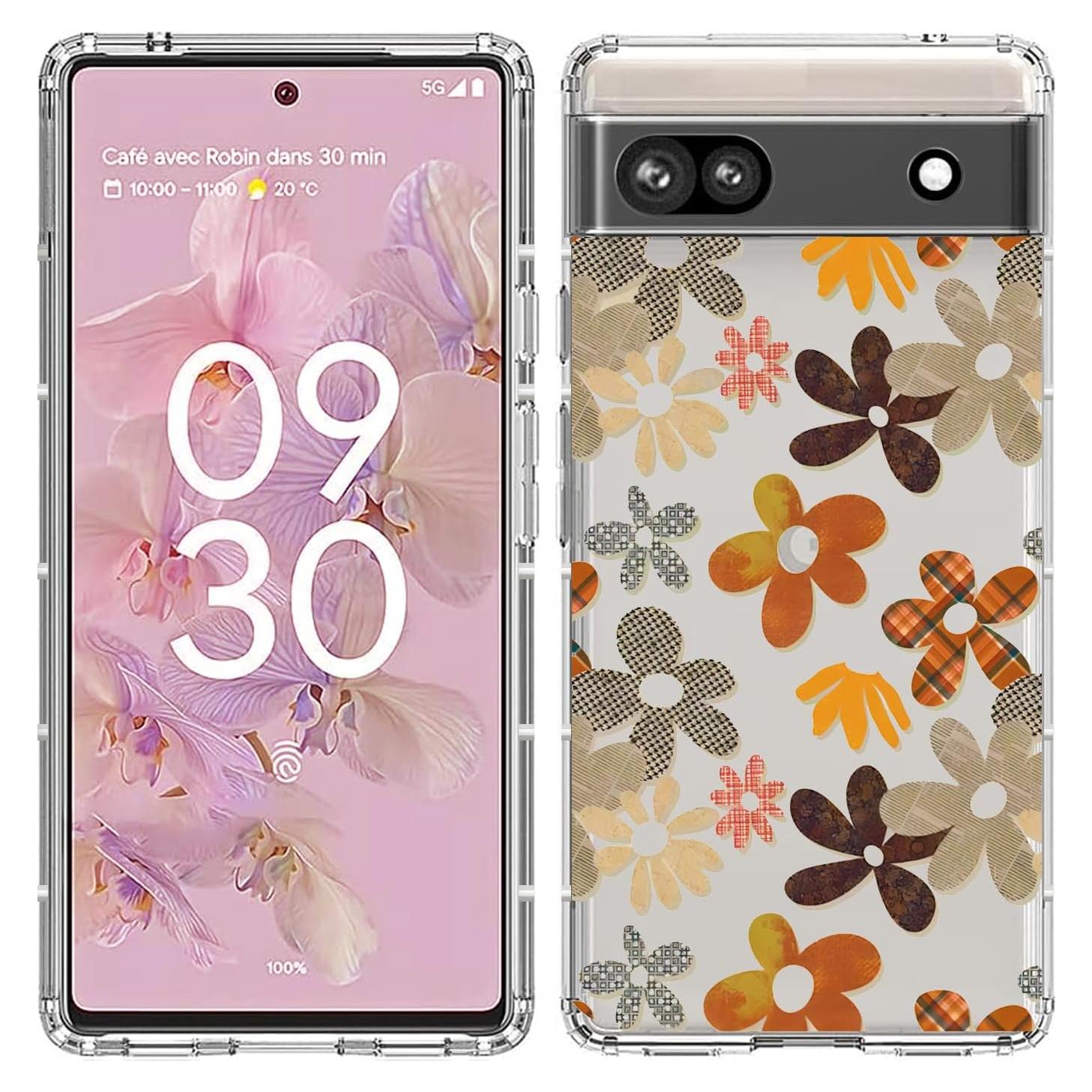 Funda Transparente TPU Google Pixel 6a - Diseño Flor Retro