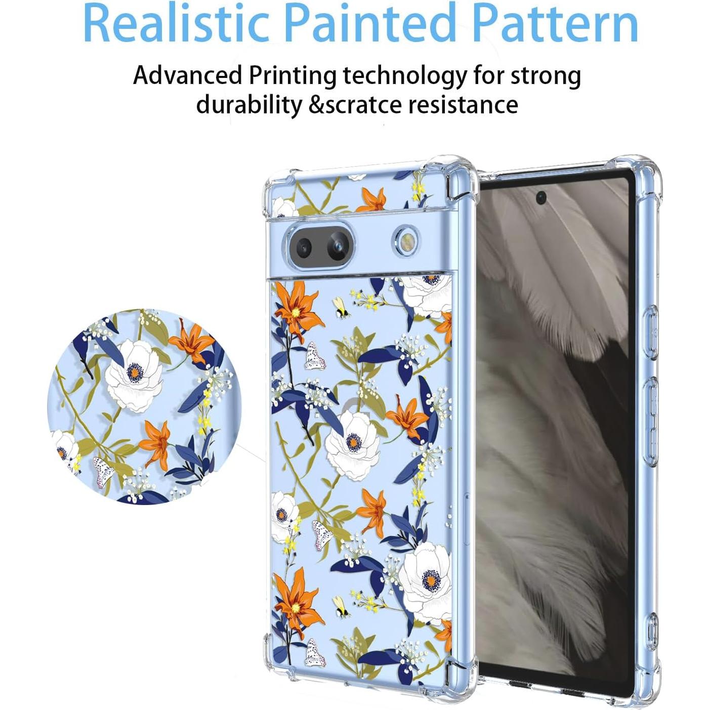 Funda TPU Google Pixel 7A Floral Colorido, Protección Antigolpes