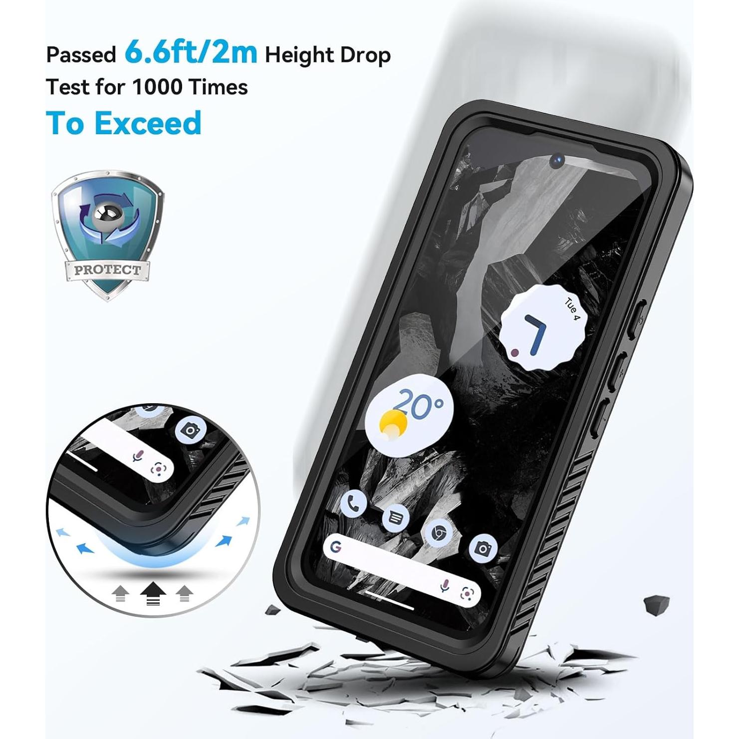 Funda Lanhiem para Google Pixel 8a, IP68, a prueba de agua y golpes