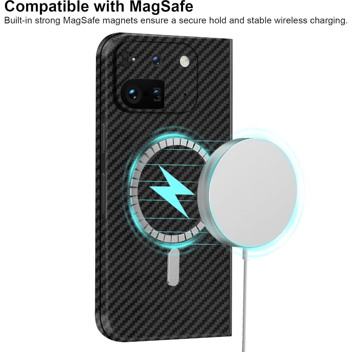 Funda delgada KAISENKEC para Google Pixel 9 Pro Fold 2024 - Negro