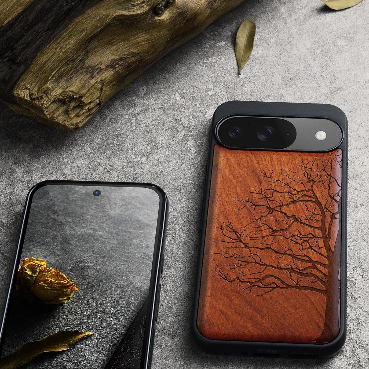 Funda de Madera Carveit para Google Pixel 9 - TPU y Grabado Laser