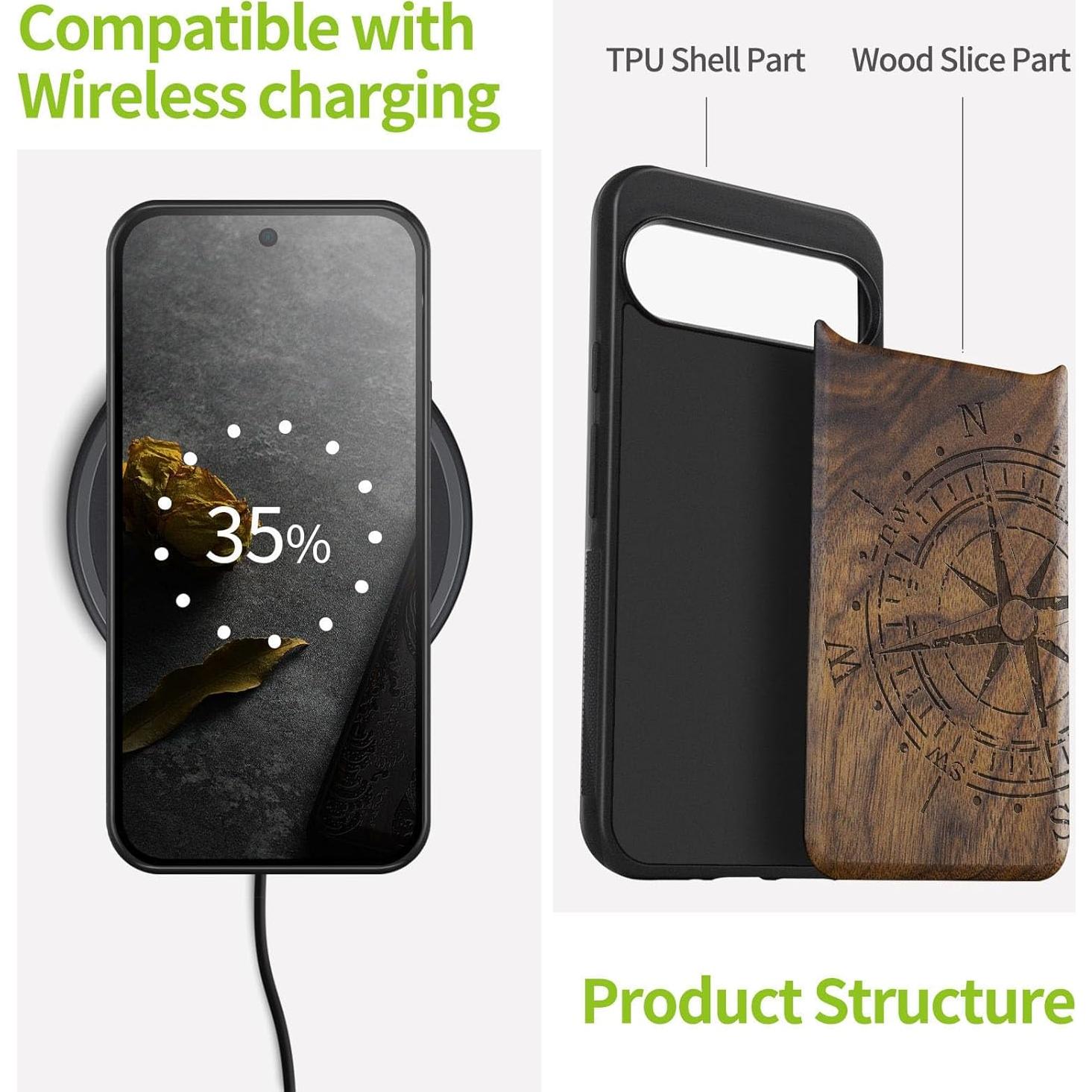 Funda de Madera Carveit para Google Pixel 9 - Antichoque