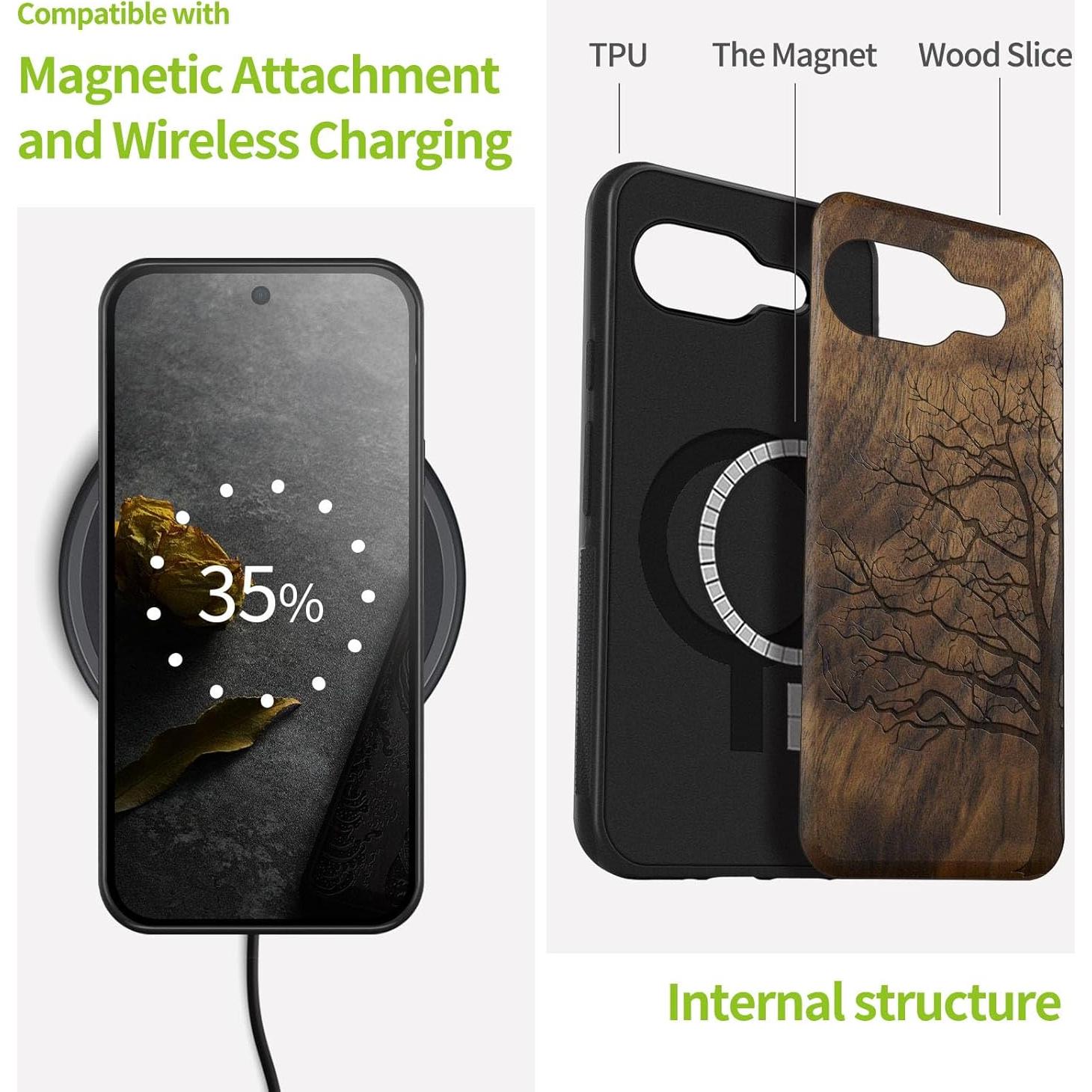 Funda de Madera Carveit para Google Pixel 9a - TPU y Grabado