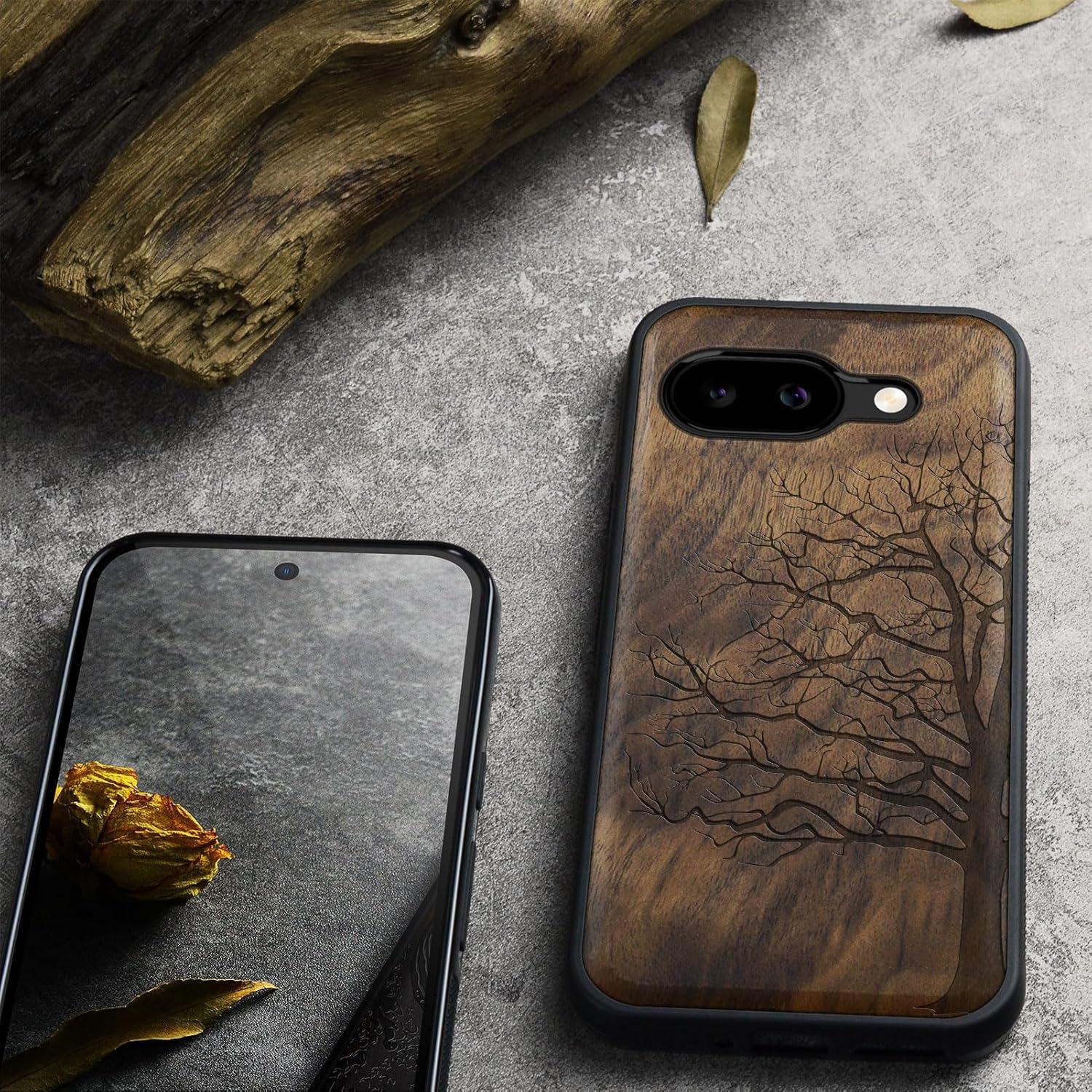 Funda de Madera Carveit para Google Pixel 9a - TPU y Grabado