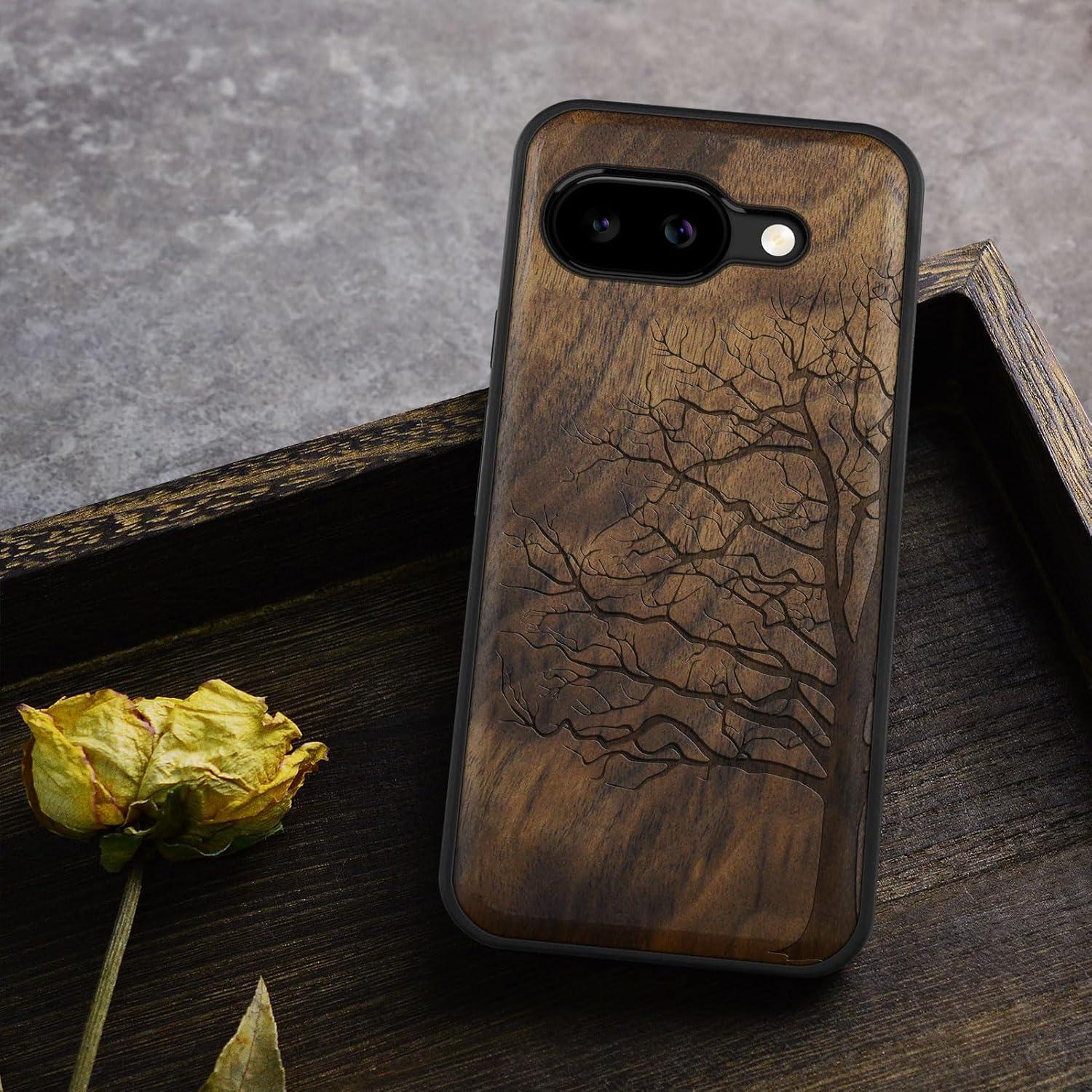 Funda de Madera Carveit para Google Pixel 9a - TPU y Grabado