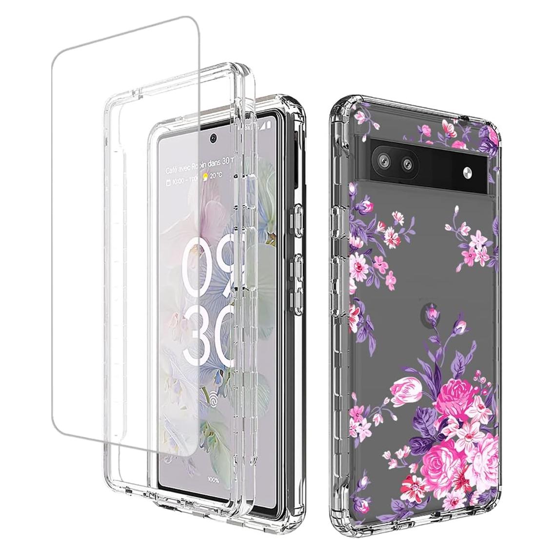 Funda Bumper Rosa para Google Pixel 6A con Protector de Pantalla