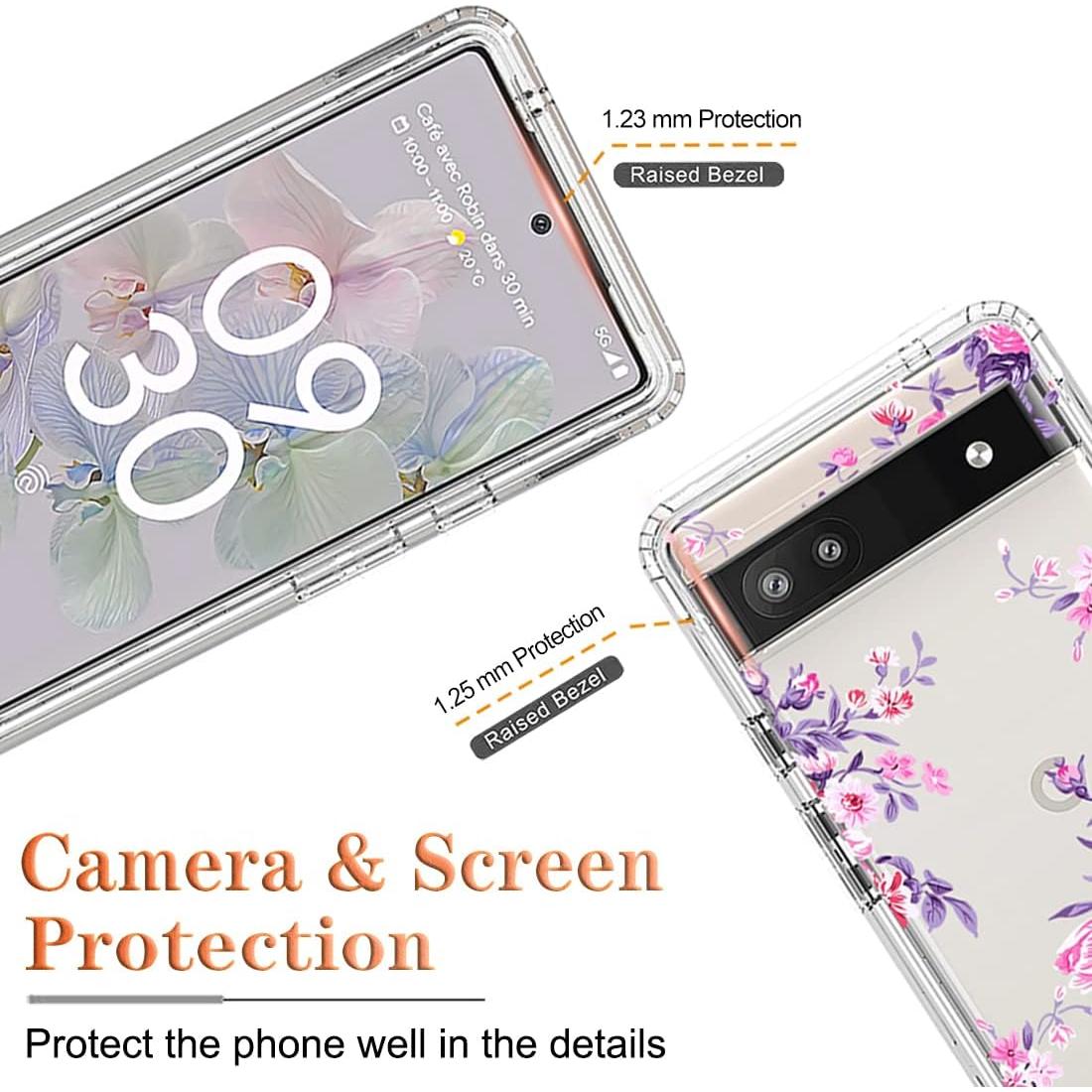 Funda Bumper Rosa para Google Pixel 6A con Protector de Pantalla