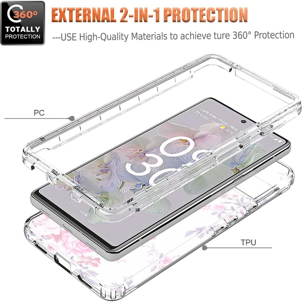 Funda Bumper Rosa para Google Pixel 6A con Protector de Pantalla