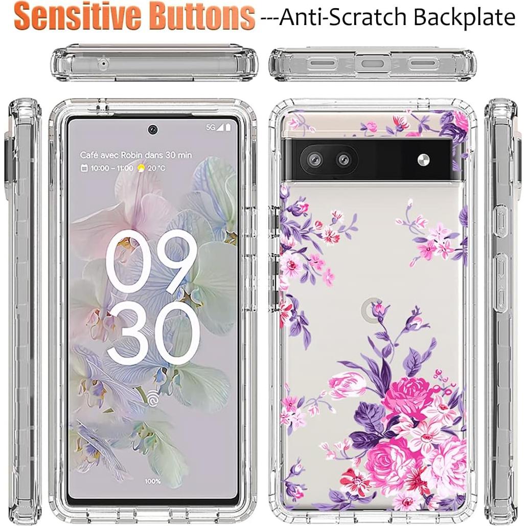 Funda Bumper Rosa para Google Pixel 6A con Protector de Pantalla