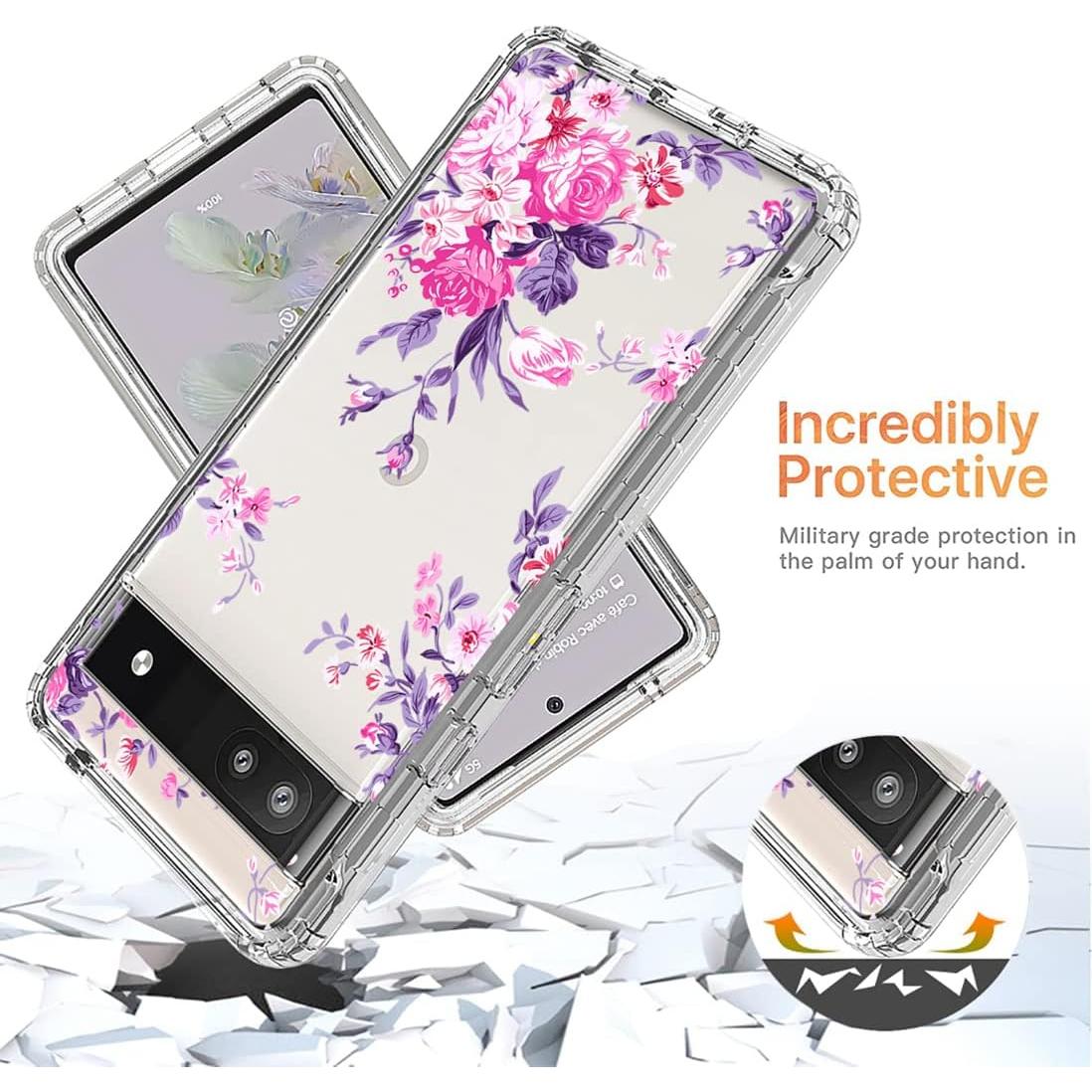 Funda Bumper Rosa para Google Pixel 6A con Protector de Pantalla