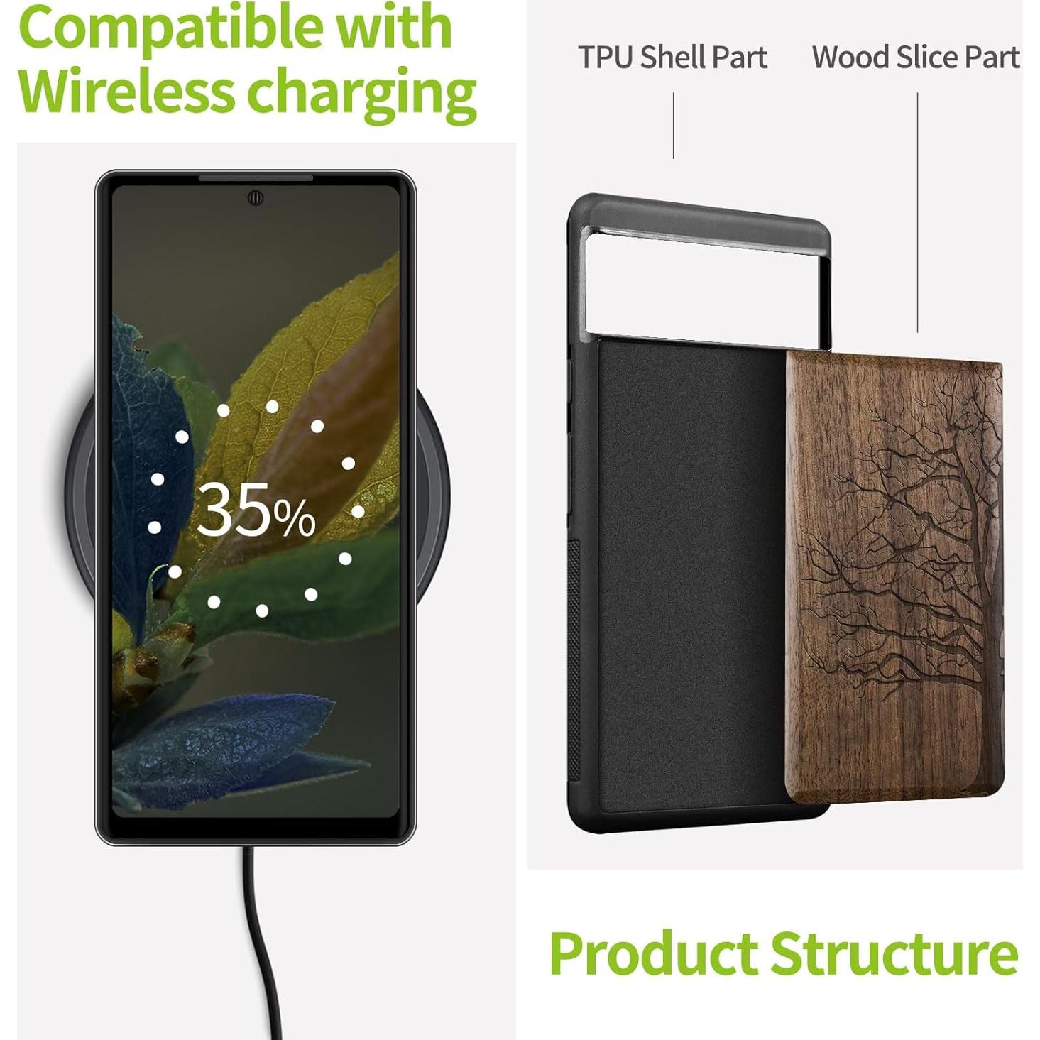 Funda de Madera Carveit para Google Pixel 8a - Antigolpes