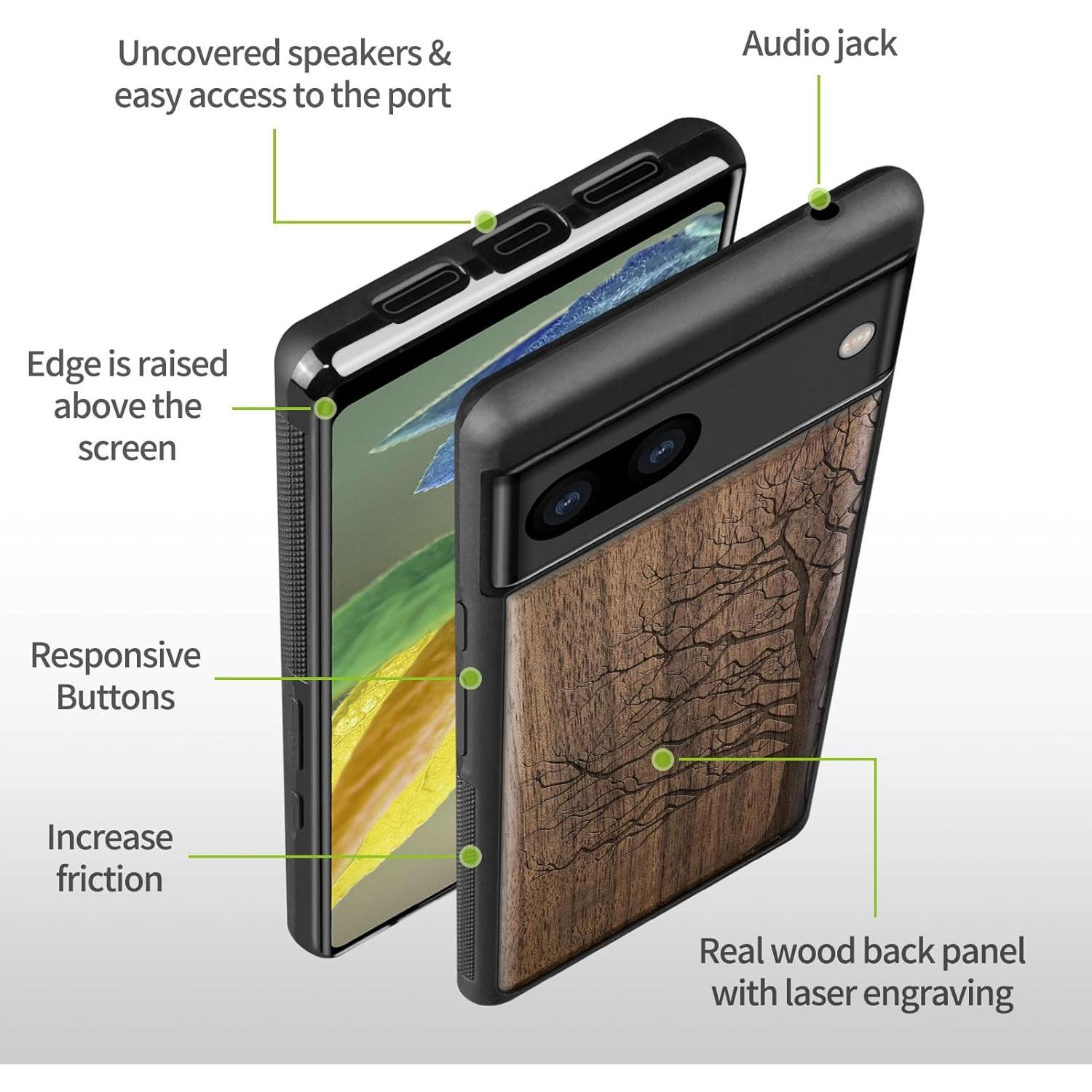 Funda de Madera Carveit para Google Pixel 8a - Antigolpes
