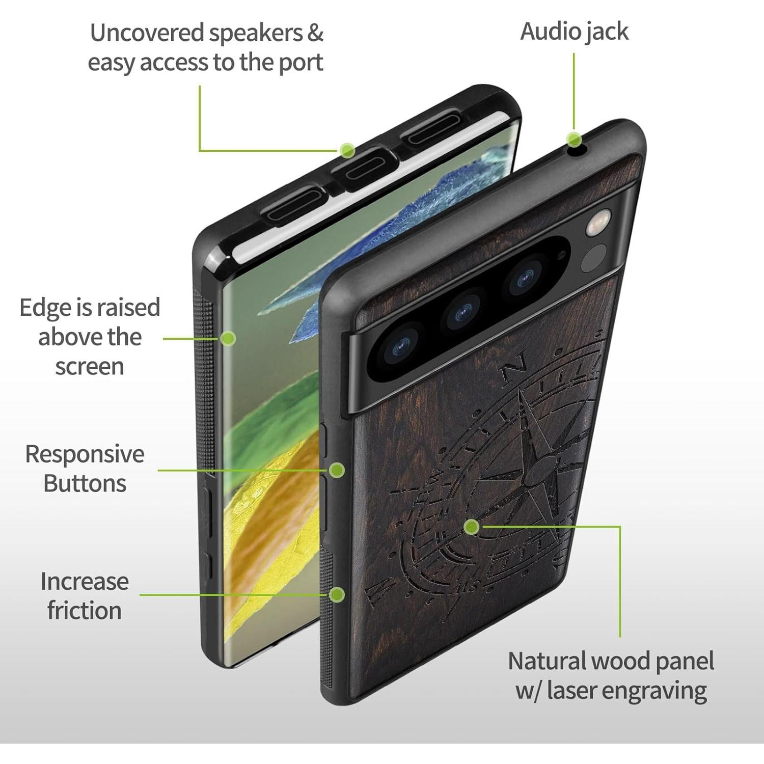 Funda Protectora Carveit para Google Pixel 8 Pro - Madera Natural y TPU