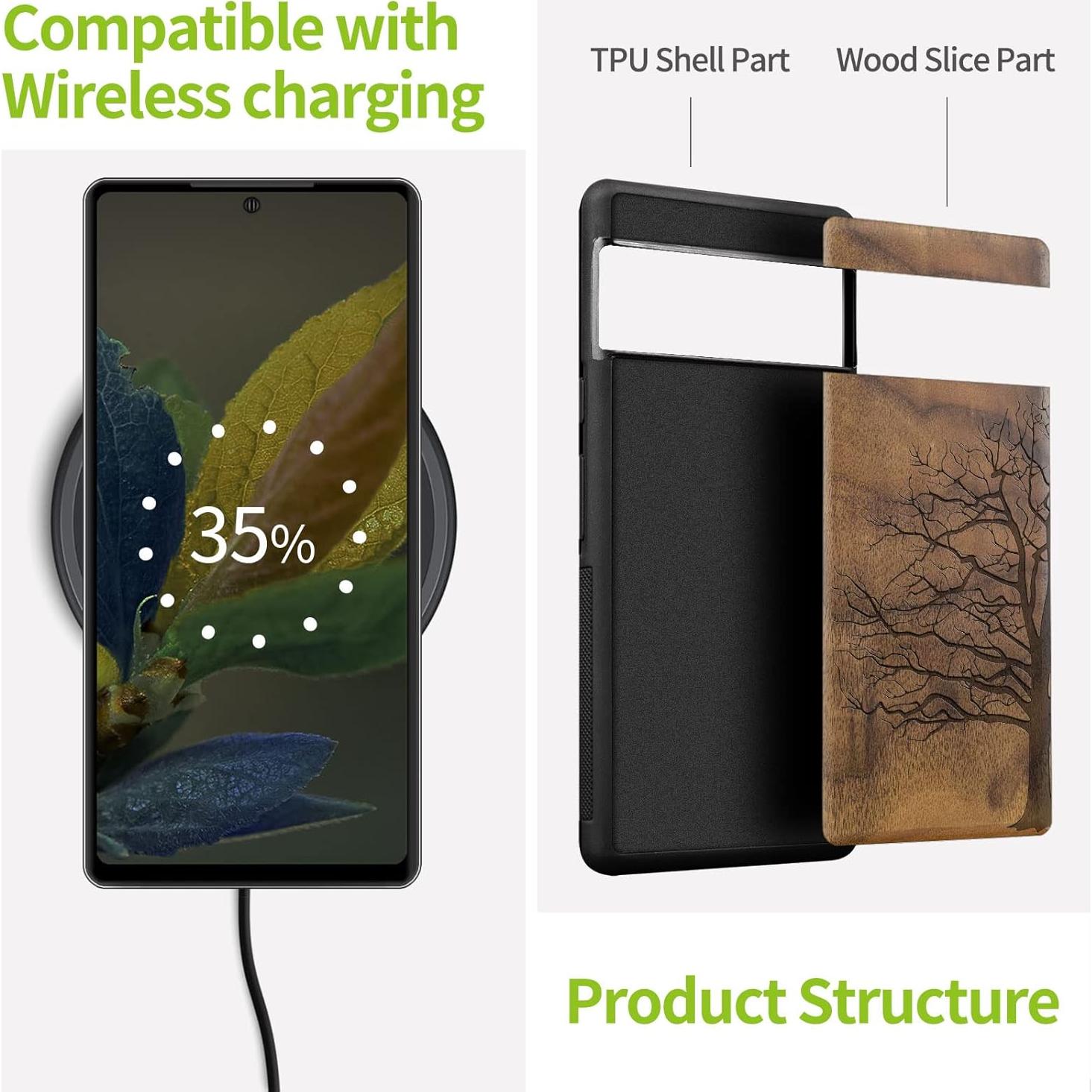 Funda de Madera Carveit para Google Pixel 8 - Antichoque