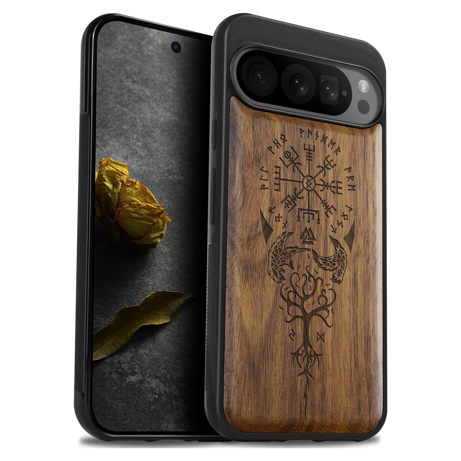 Funda de Madera Carveit para Google Pixel 9 Pro XL - Vegvisir