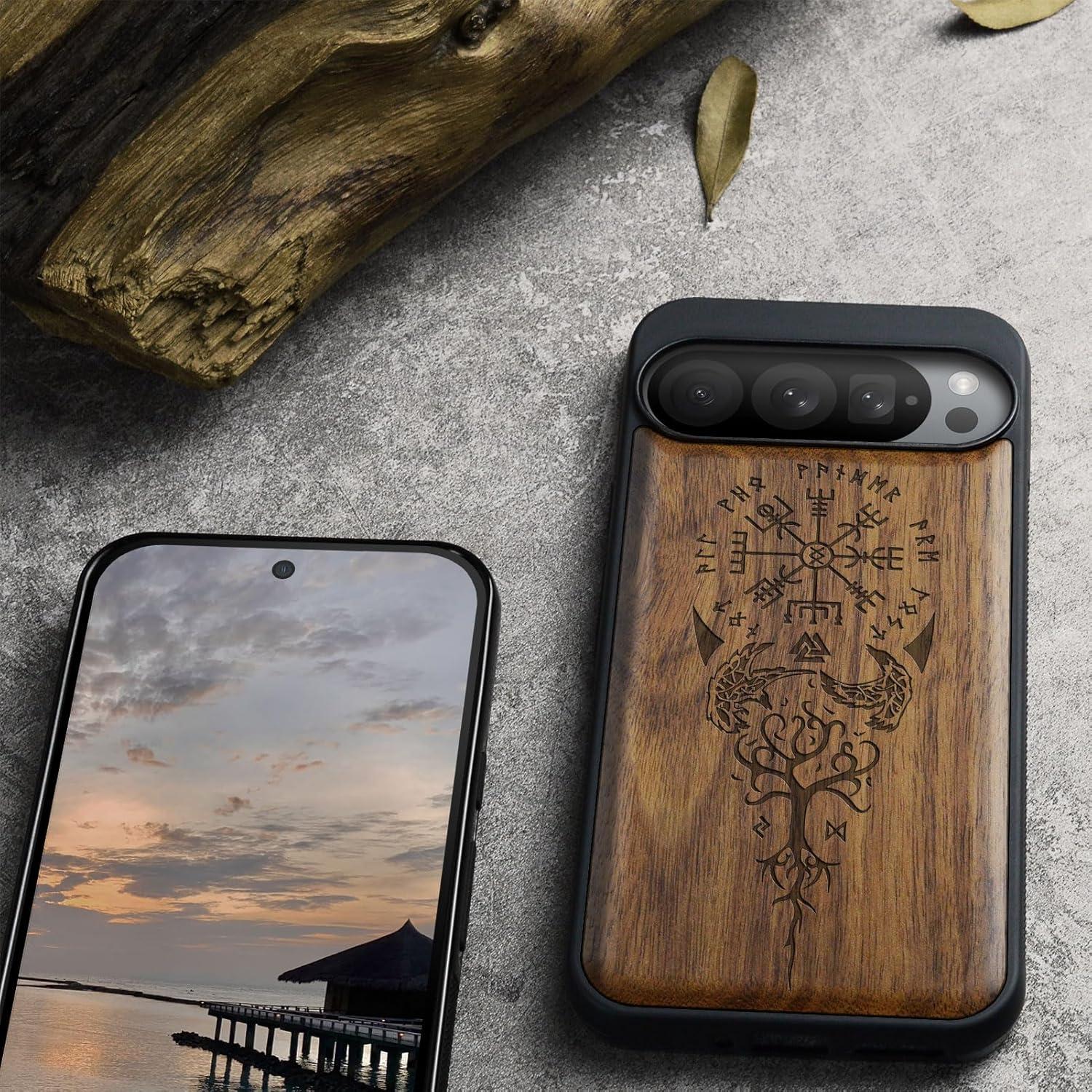 Funda de Madera Carveit para Google Pixel 9 Pro XL - Vegvisir