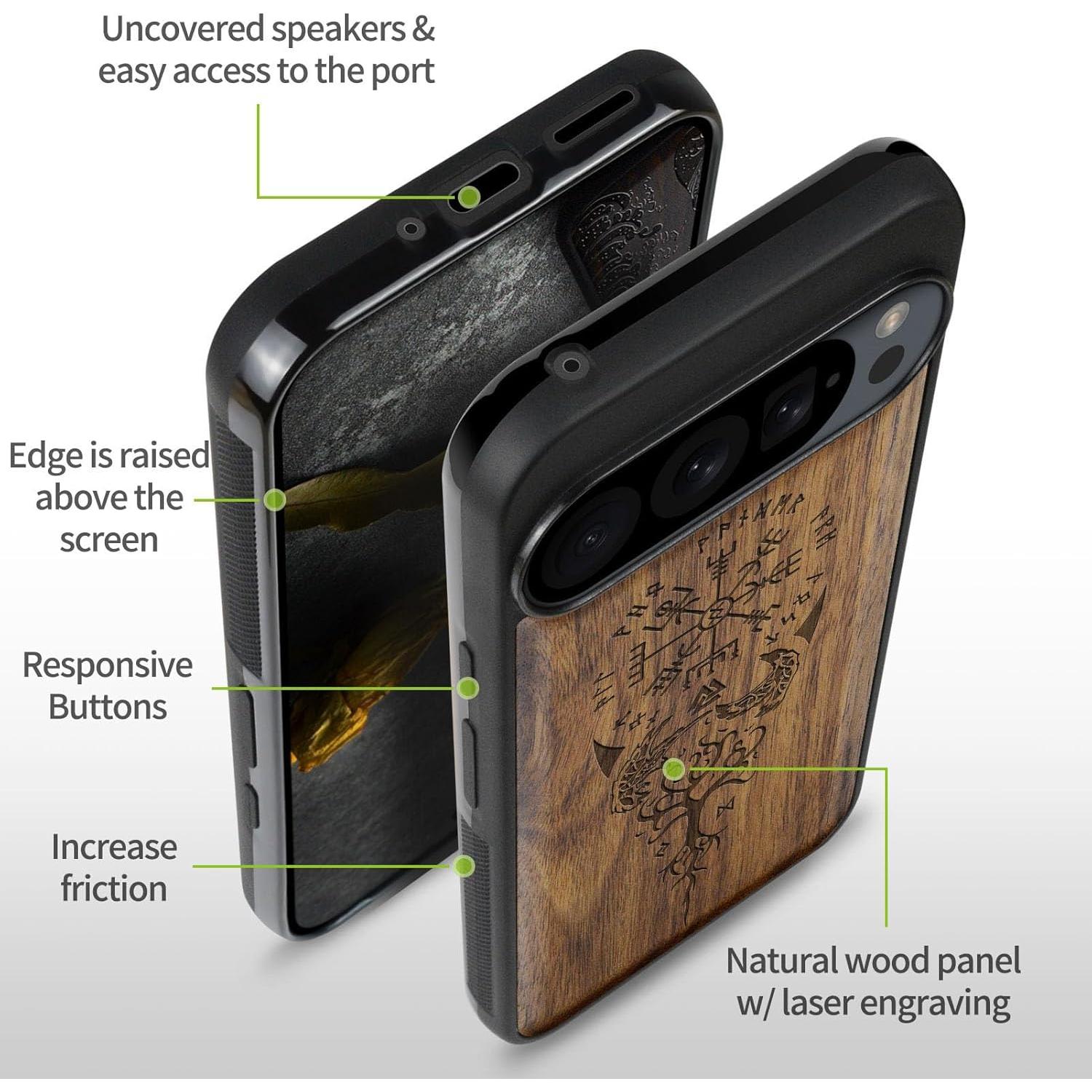Funda de Madera Carveit para Google Pixel 9 Pro XL - Vegvisir