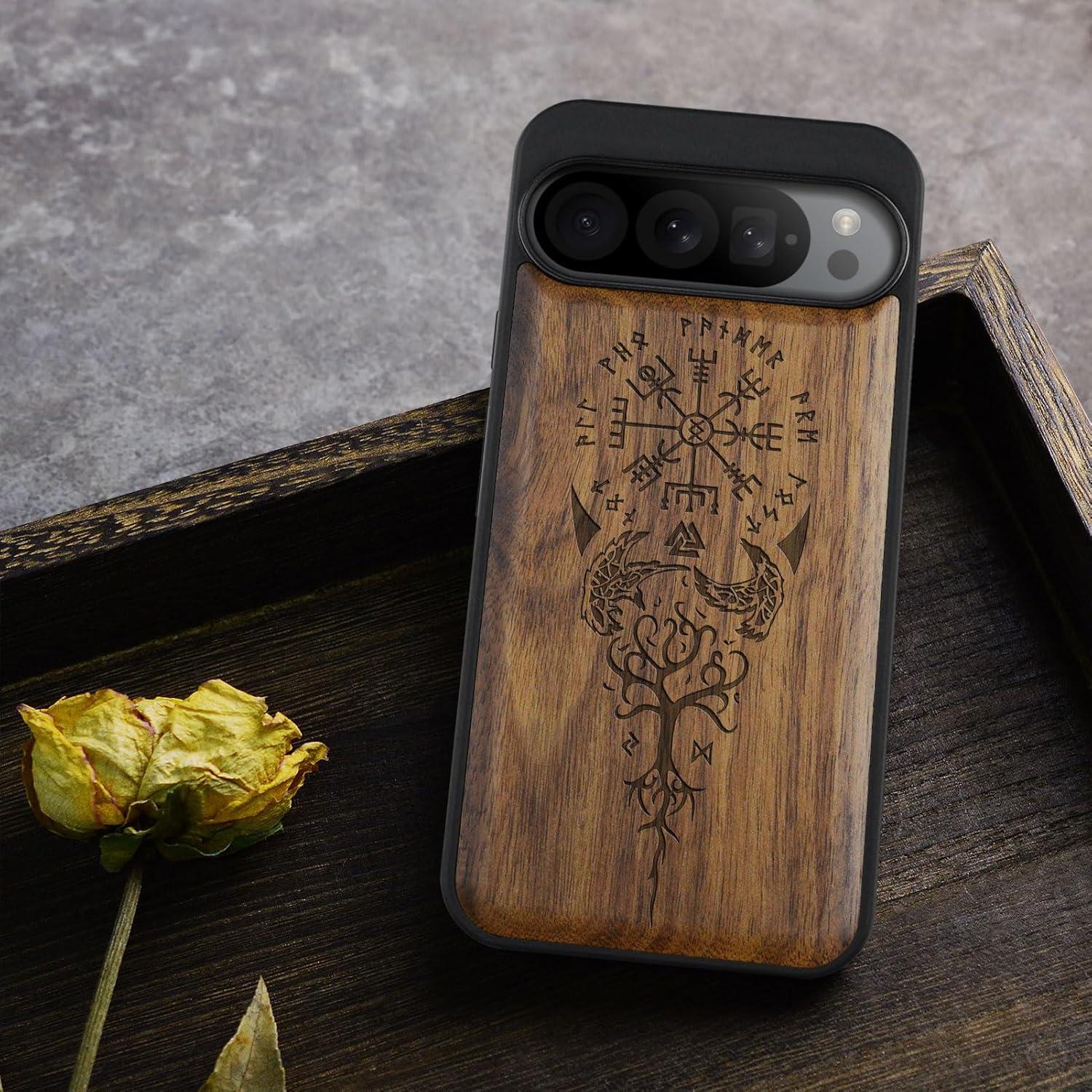 Funda de Madera Carveit para Google Pixel 9 Pro XL - Vegvisir