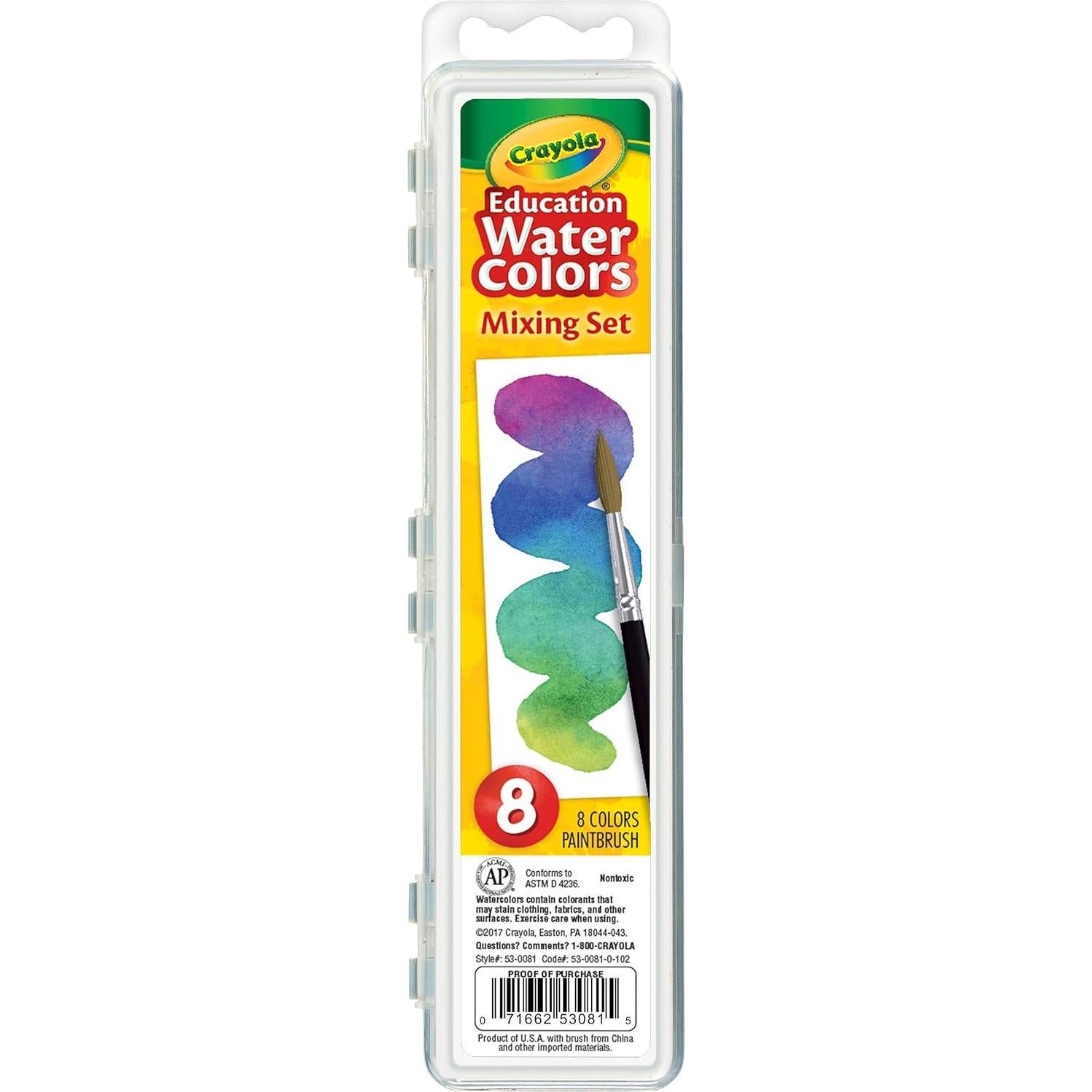 Juego de Acuarelas Crayola con Pincel Taklon, 8 Colores