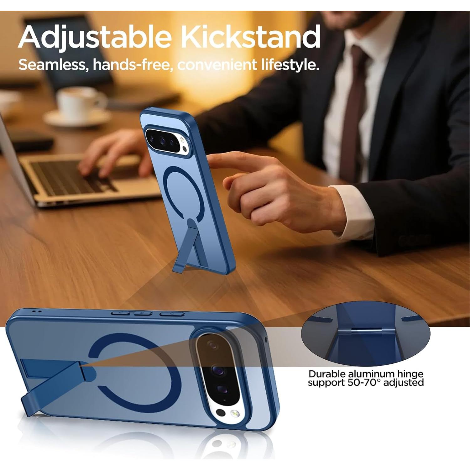 Funda Google Pixel 9 Pro XL Azul con Soporte Ajustable