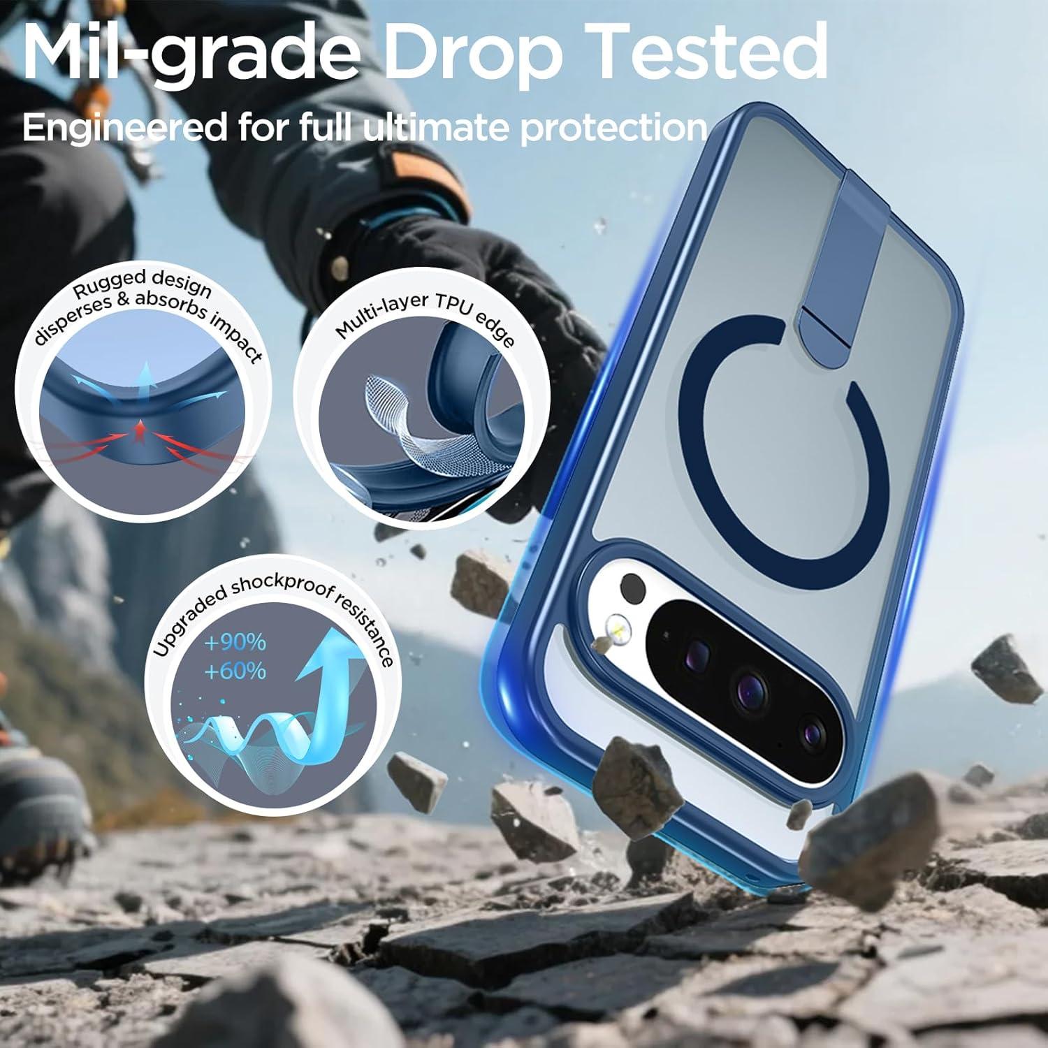 Funda Google Pixel 9 Pro XL Azul con Soporte Ajustable