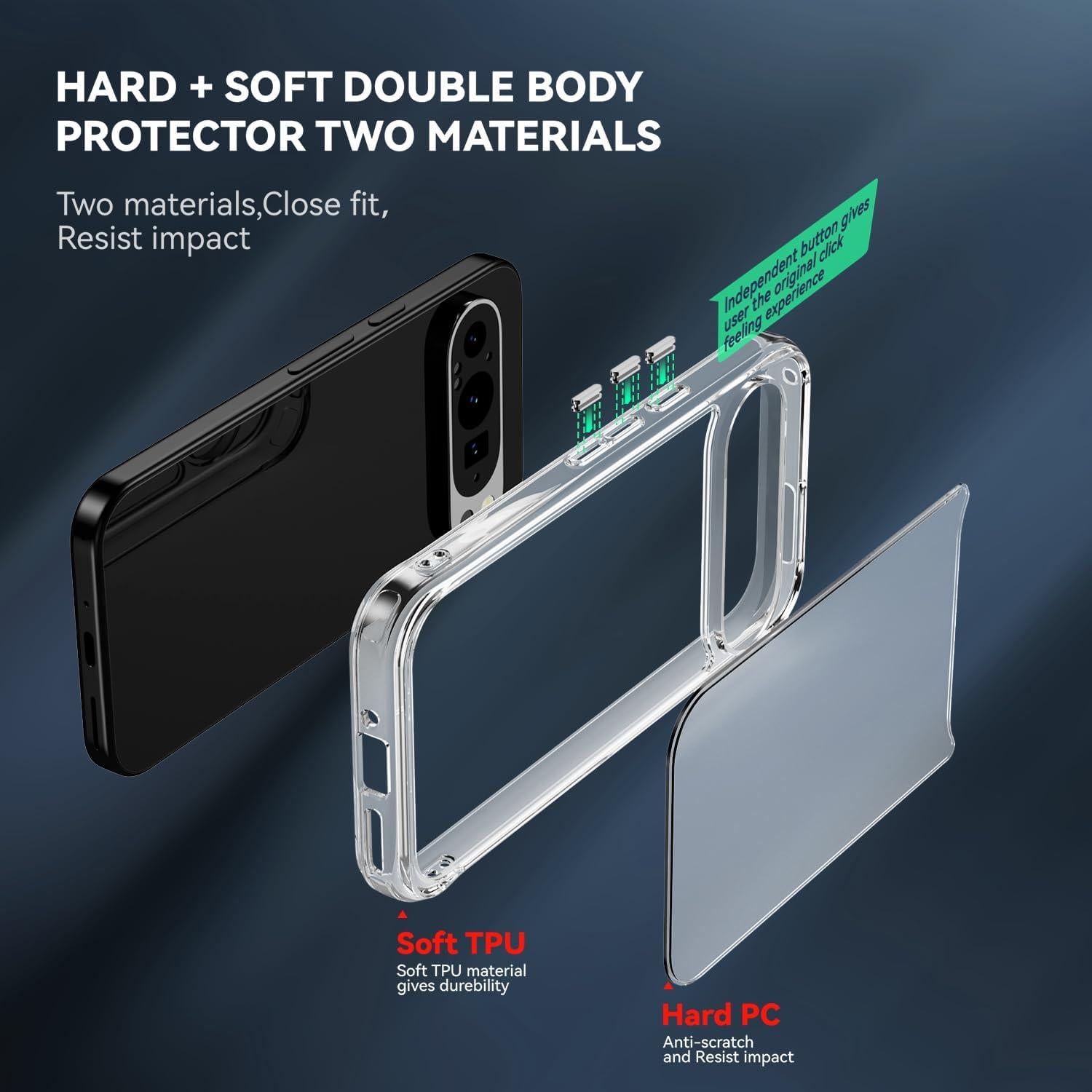 Funda Transparente BAISRKE para Google Pixel 9/9 Pro - Antigolpes