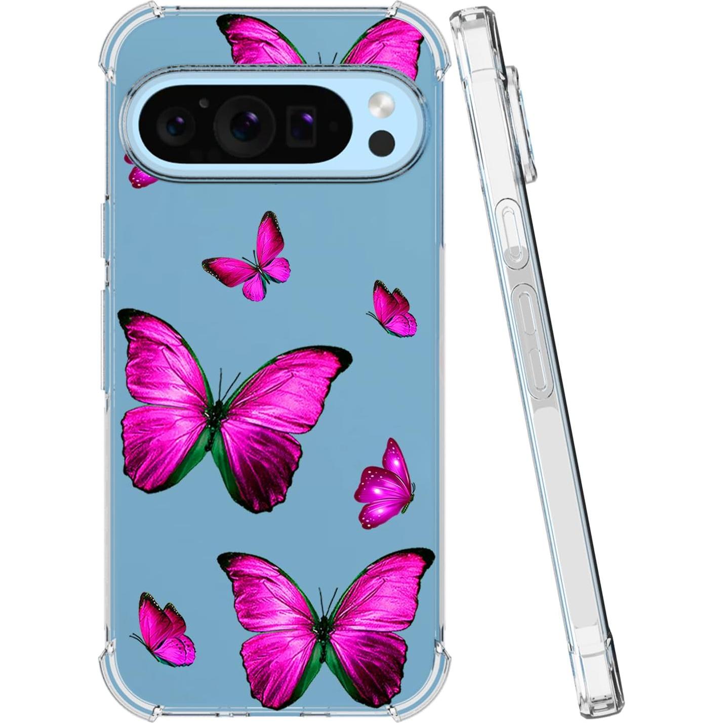 Funda TPU Rosa Mariposa para Google Pixel 9 y 9 Pro