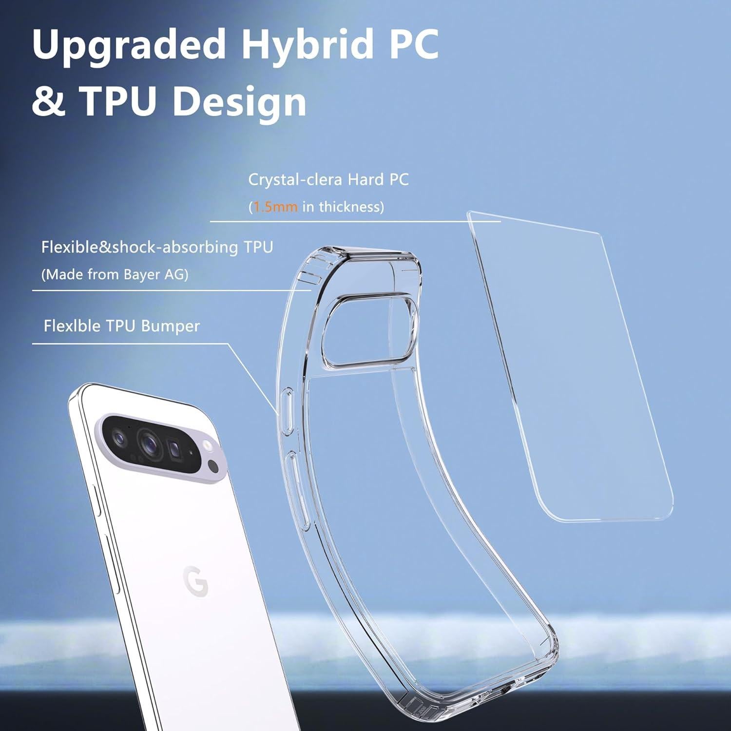 Funda Google Pixel 9 Pro XL Natbok TPU y PC, Transparente