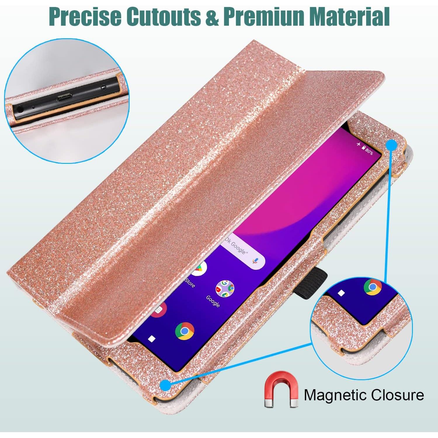 Funda DMLuna para Alcatel Joy Tab 2 8" Rosa Brillo 2020