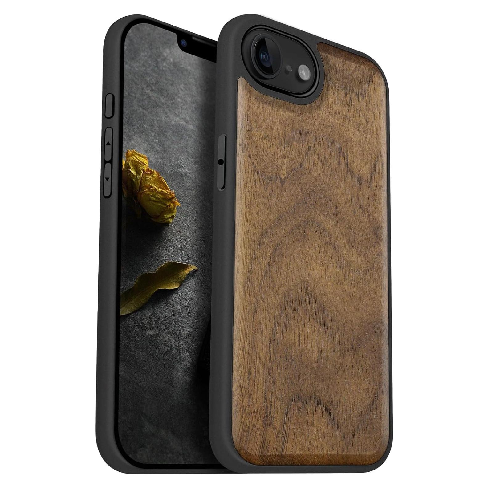 Funda de Madera Magnética Carveit para iPhone 16e, TPU Negro