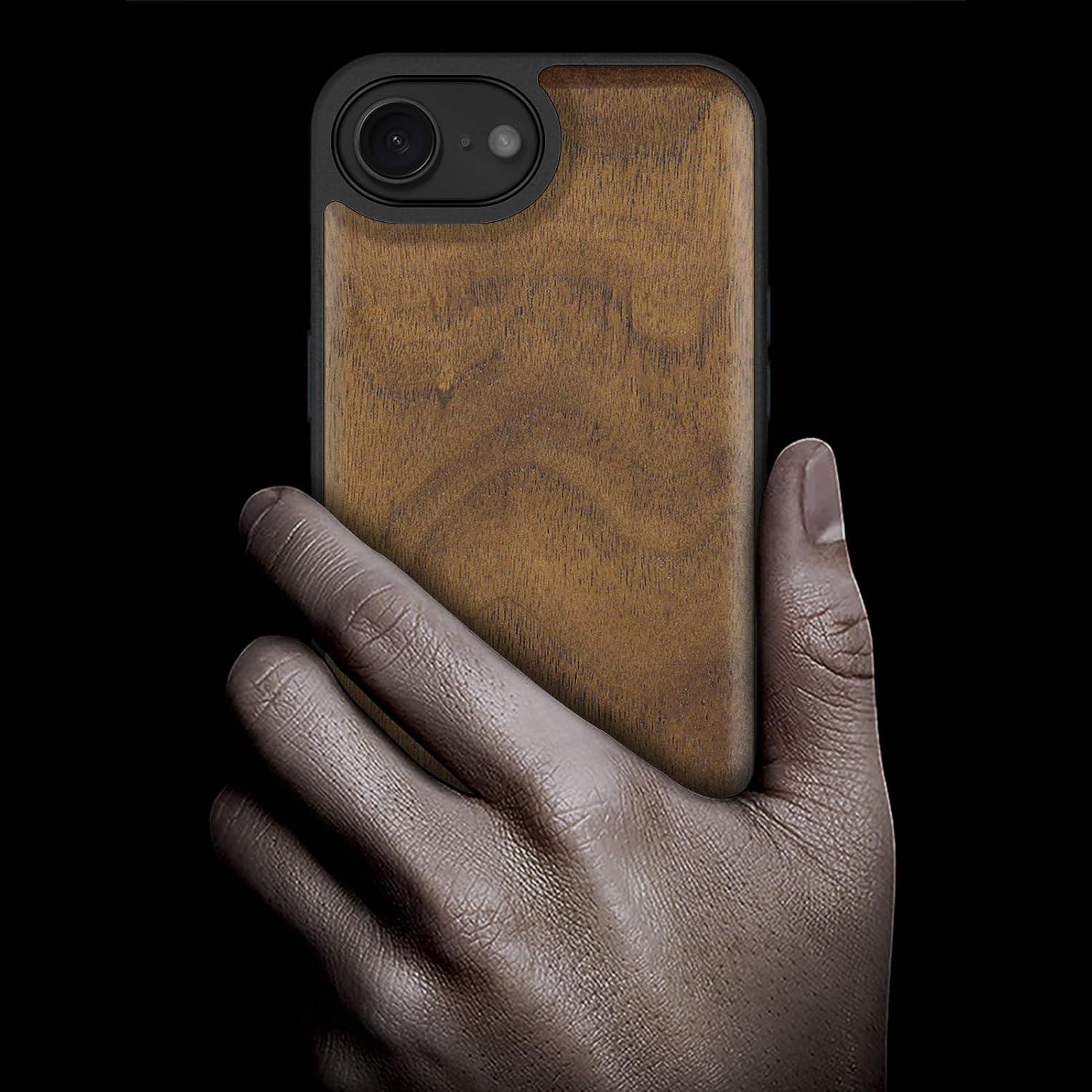 Funda de Madera Magnética Carveit para iPhone 16e, TPU Negro