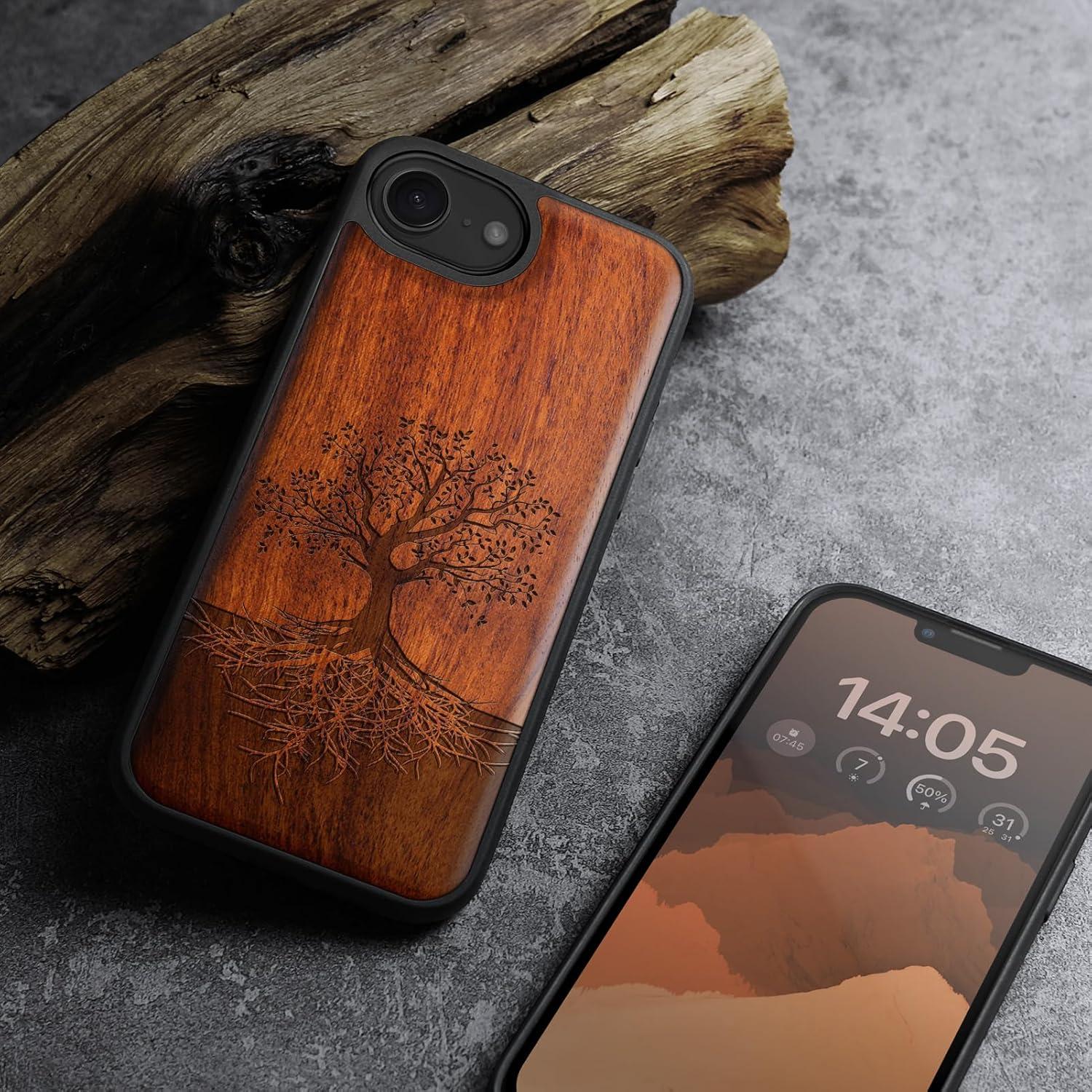 Funda de Madera Magnética Carveit para iPhone 16e - Yin Yang