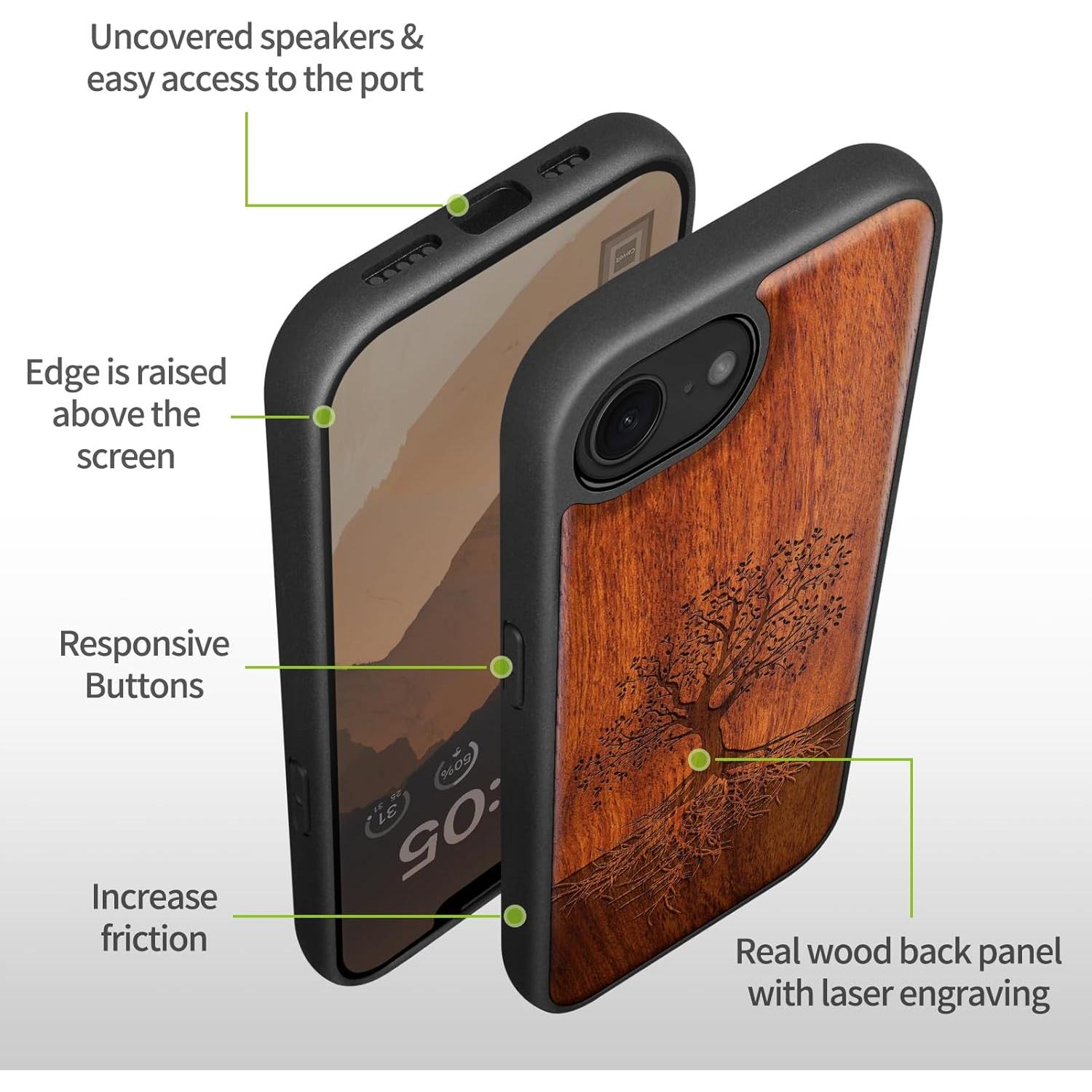 Funda de Madera Magnética Carveit para iPhone 16e - Yin Yang