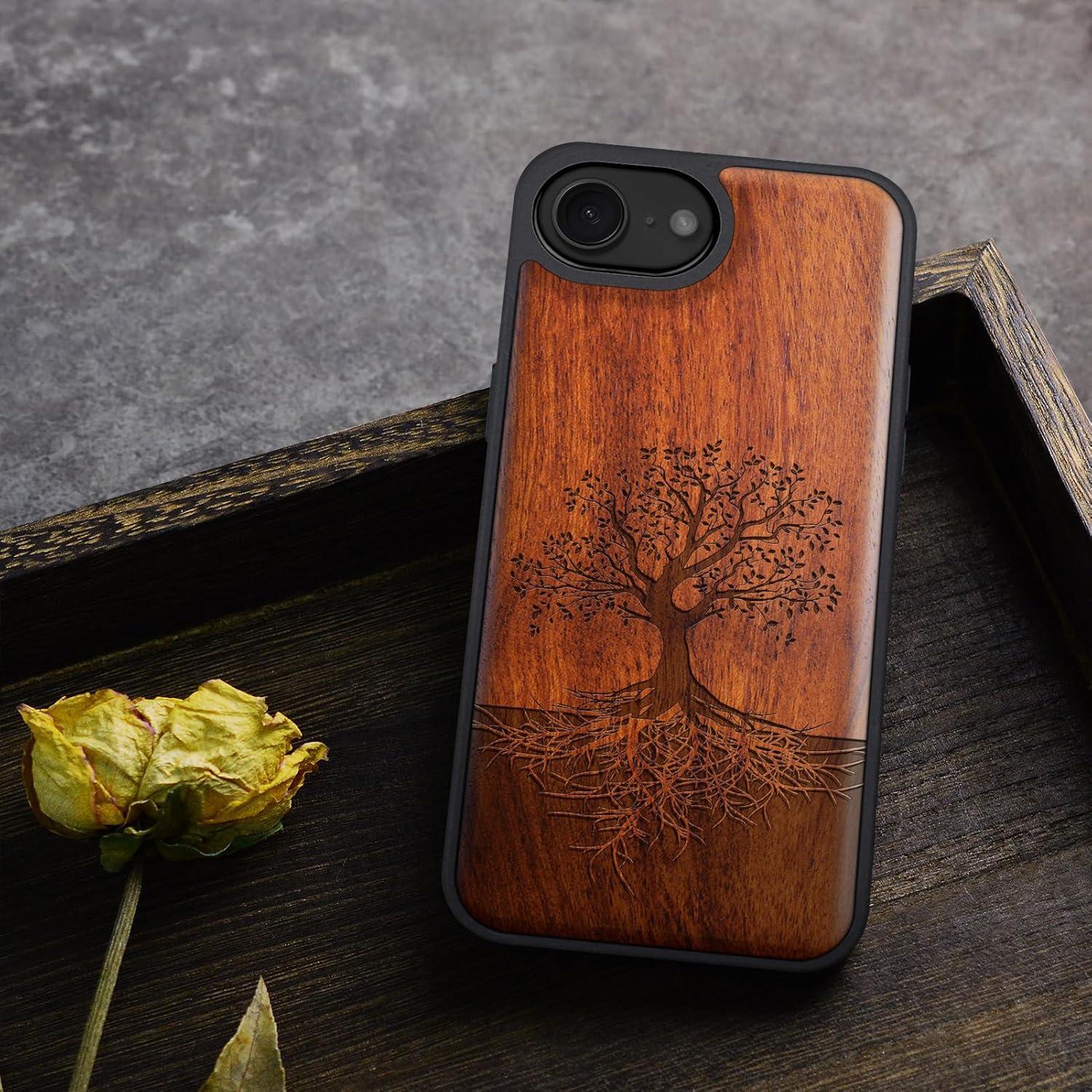 Funda de Madera Magnética Carveit para iPhone 16e - Yin Yang