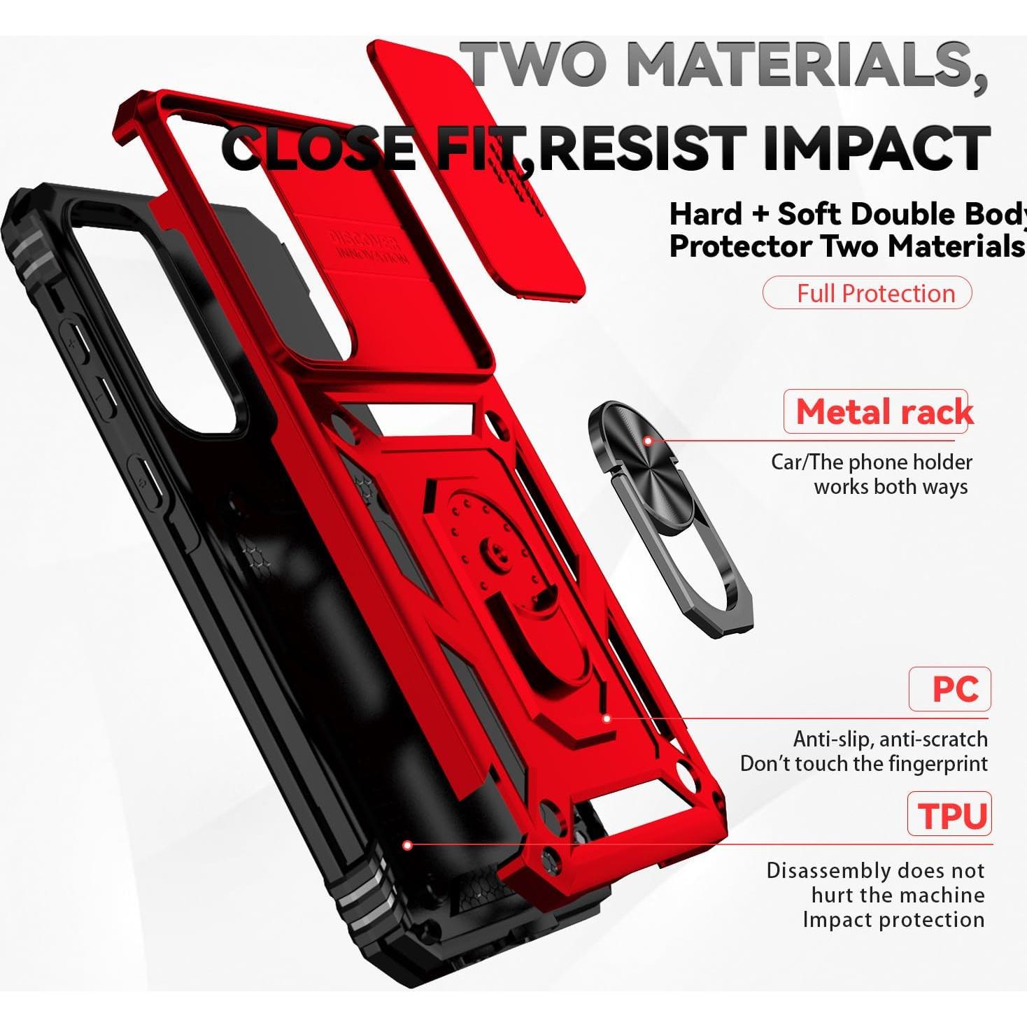 Funda Samsung Galaxy A55 5G PUSHIMEI Rojo Grado Militar