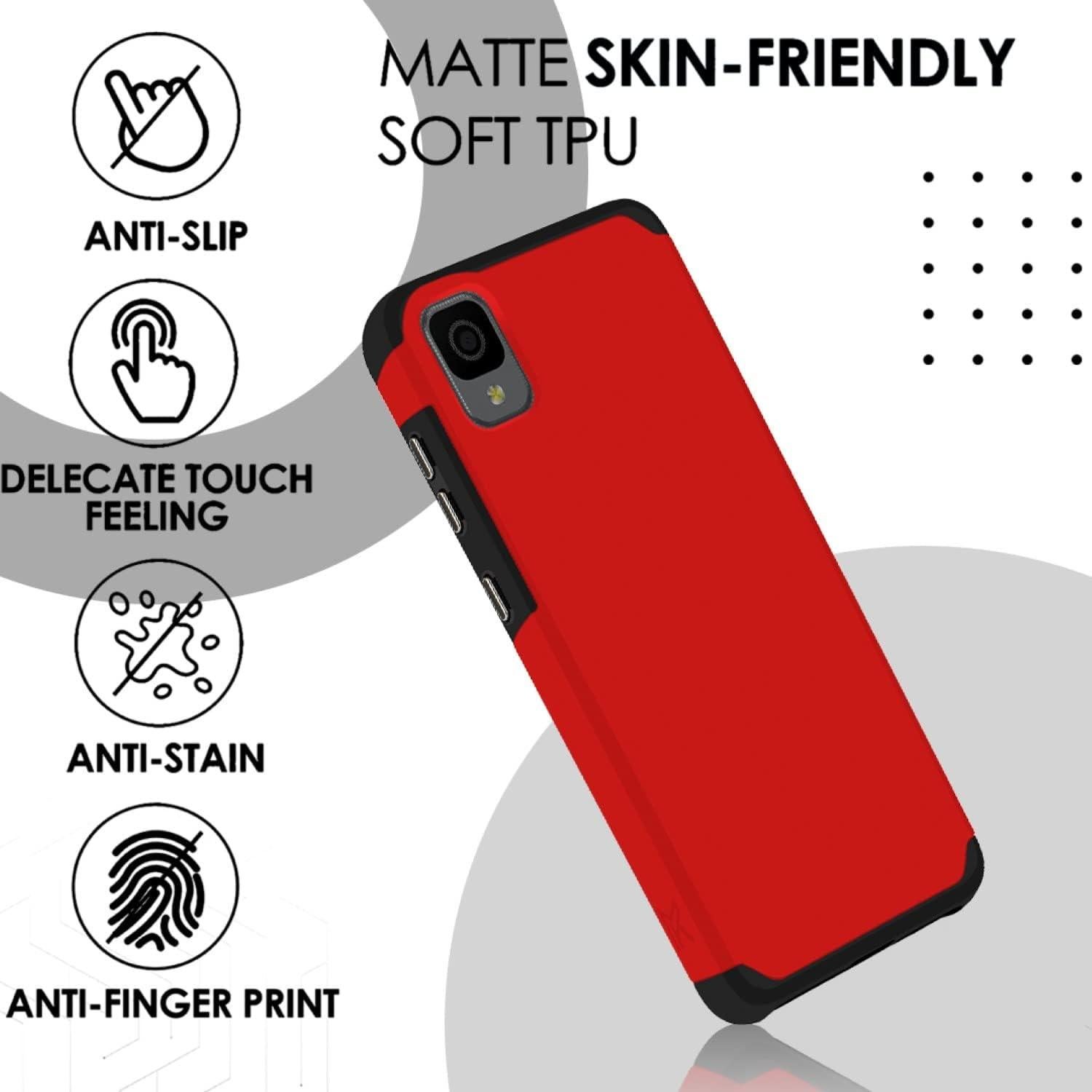 Funda híbrida a prueba de golpes PT para TCL 30 Z 4188C - Rojo