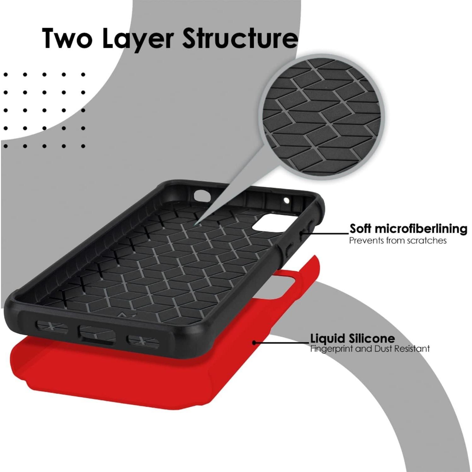 Funda híbrida a prueba de golpes PT para TCL 30 Z 4188C - Rojo