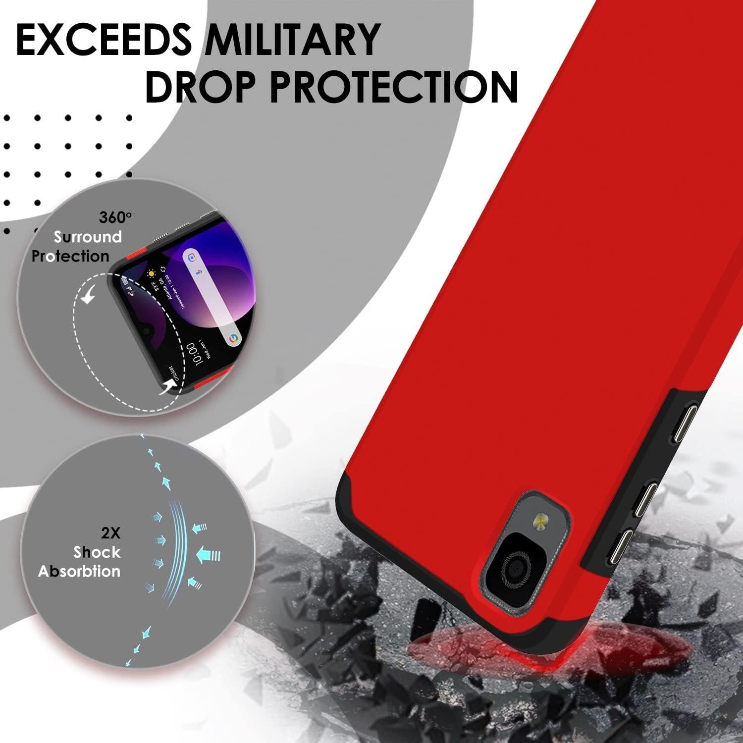 Funda híbrida a prueba de golpes PT para TCL 30 Z 4188C - Rojo