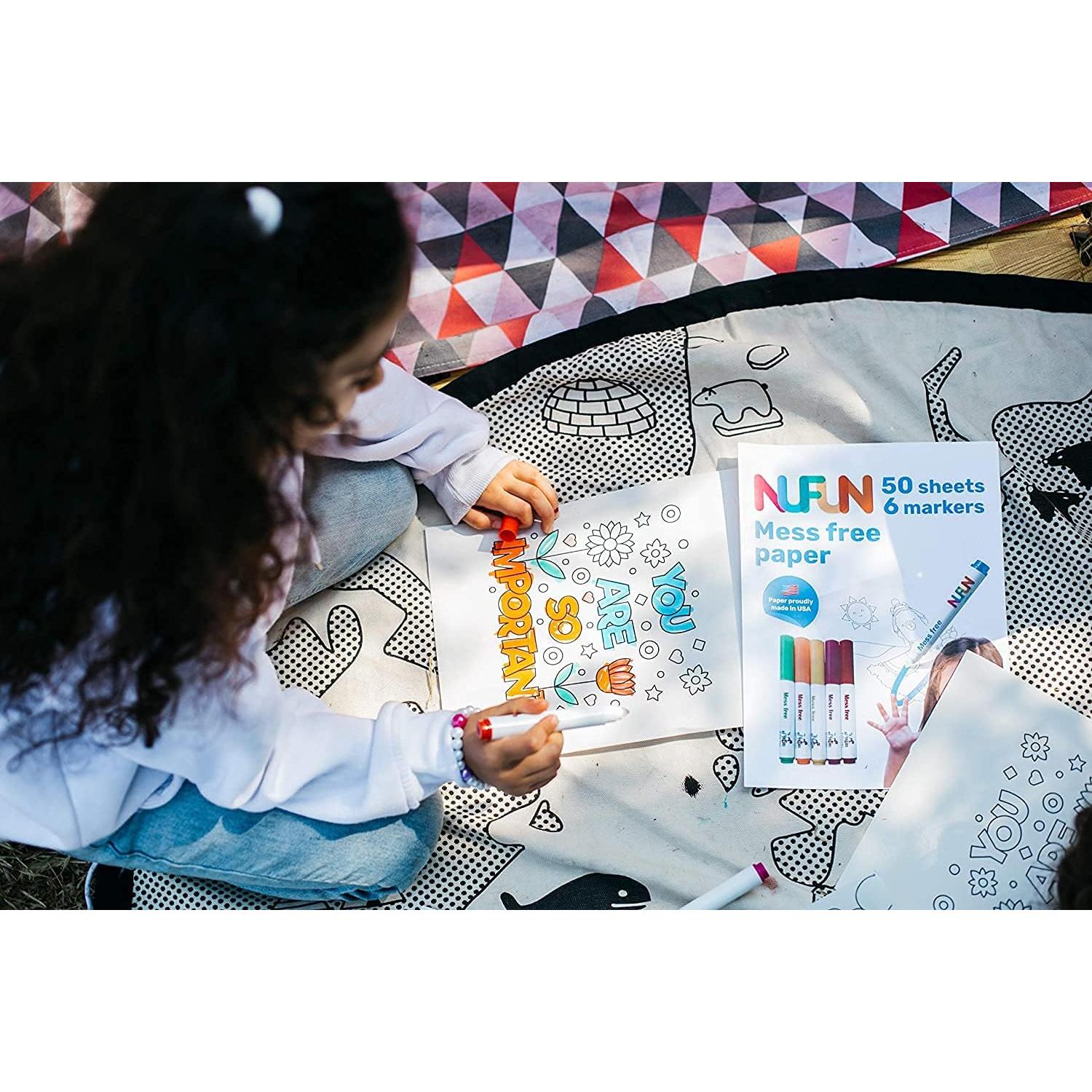 Conjunto de Coloreo Sin Desorden NuFun - 50 Hojas y 6 Marcadores