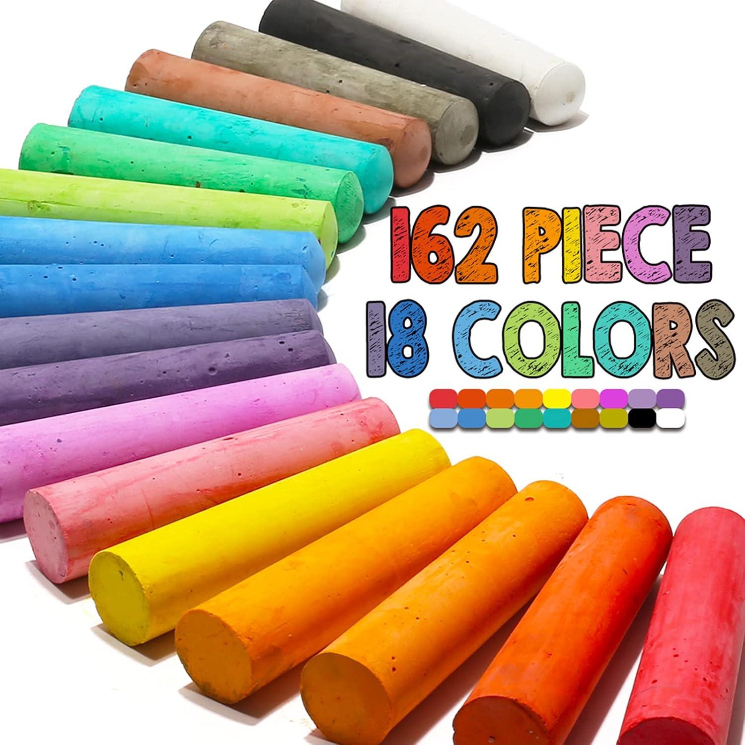Set de 162 Tizas Jumbo JASNKKONT Lavables 18 Colores