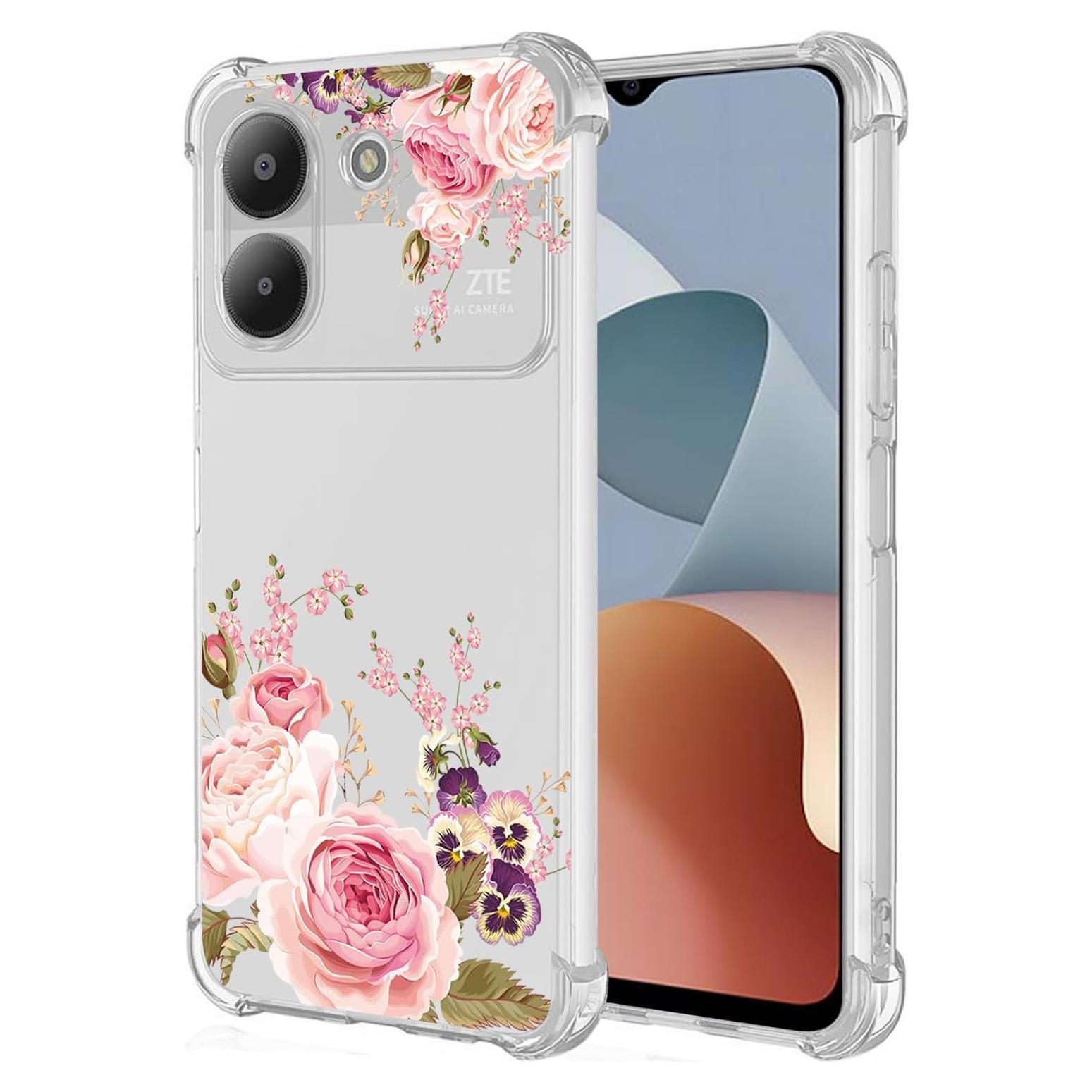 Funda TPU Antichoque Rosa para ZTE Blade A54 4G - Diseño Floral