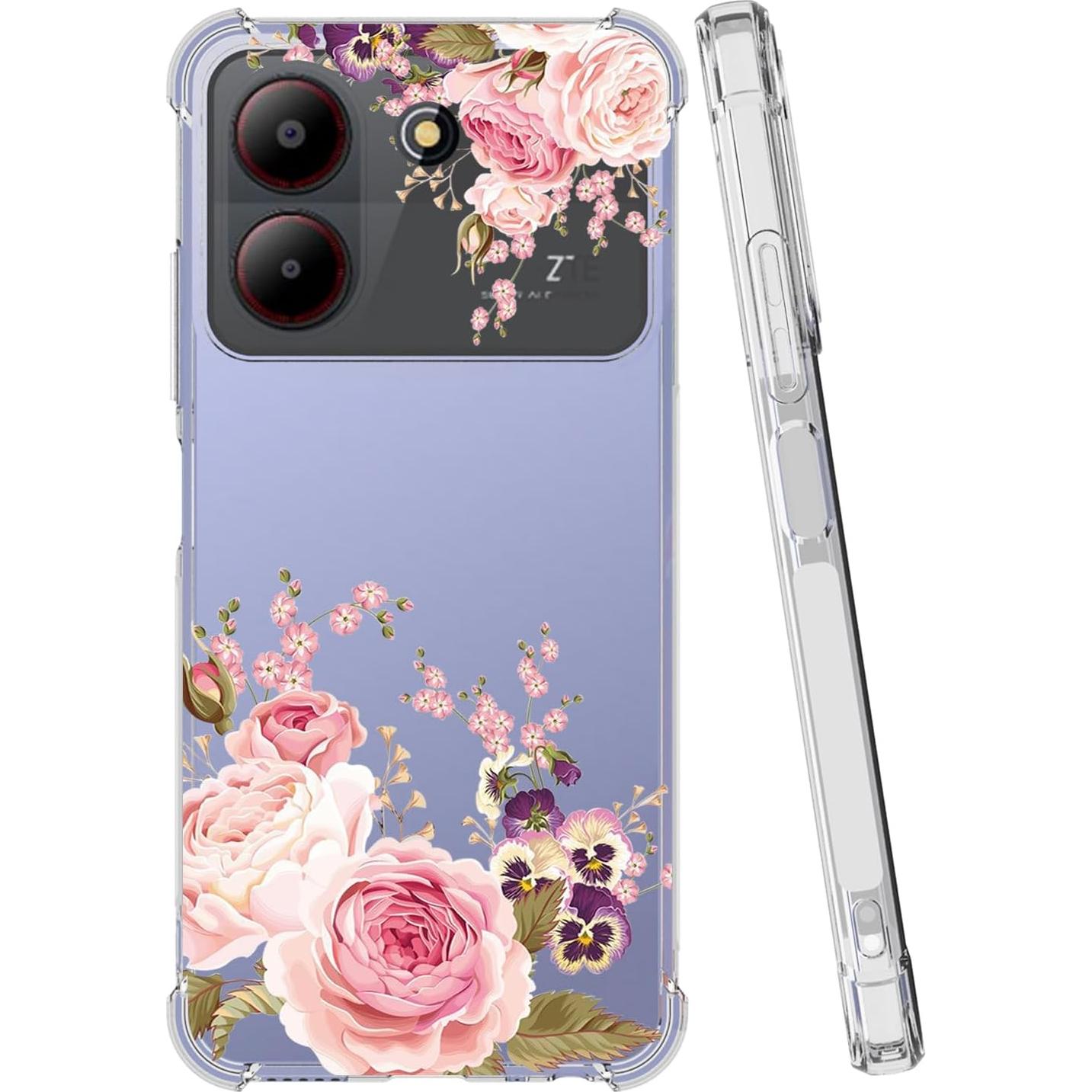 Funda TPU Antichoque Rosa para ZTE Blade A54 4G - Diseño Floral