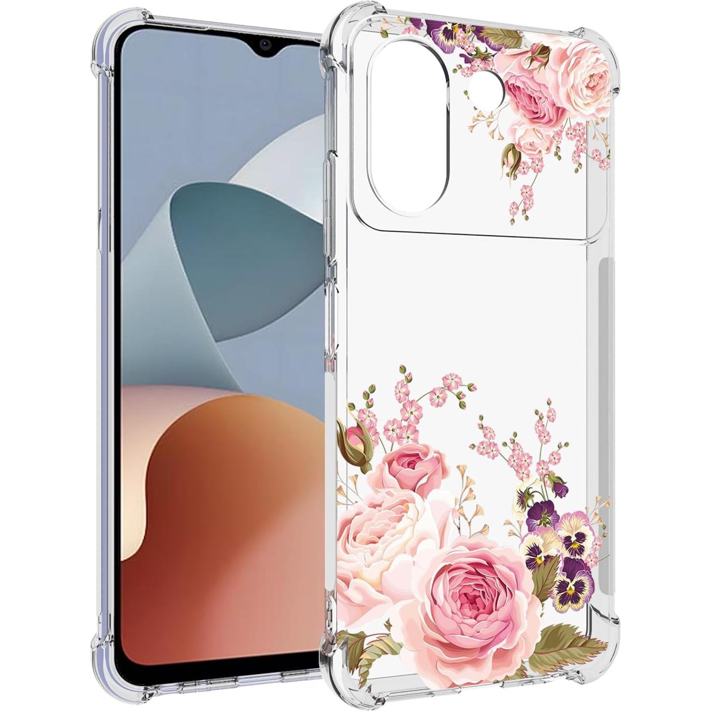 Funda TPU Antichoque Rosa para ZTE Blade A54 4G - Diseño Floral